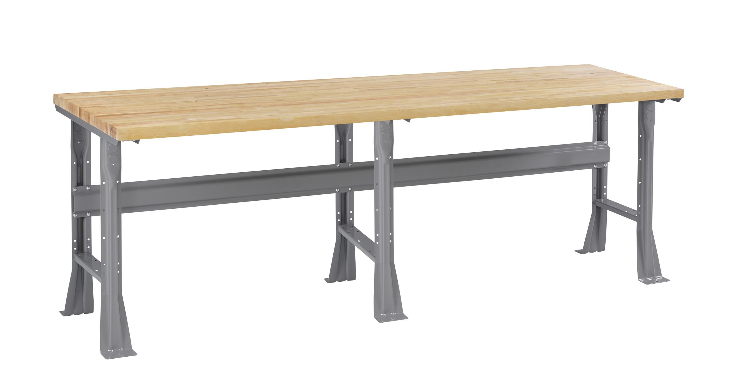 Tennsco "D Flared Leg Workbench With Butcher Block Top Medium Grey