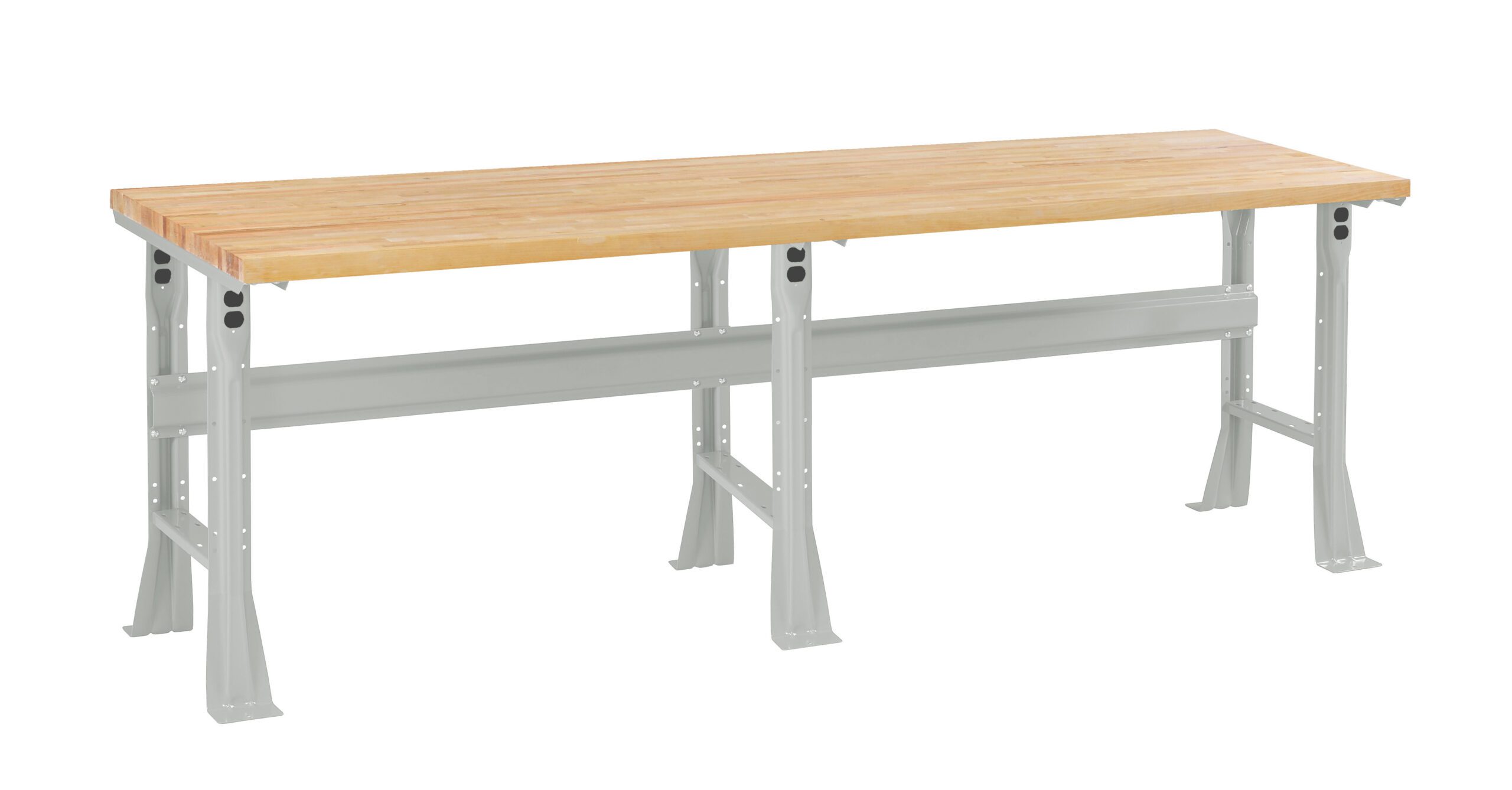 Tennsco "D Flared Leg Workbench With Butcher Block Top Light Grey