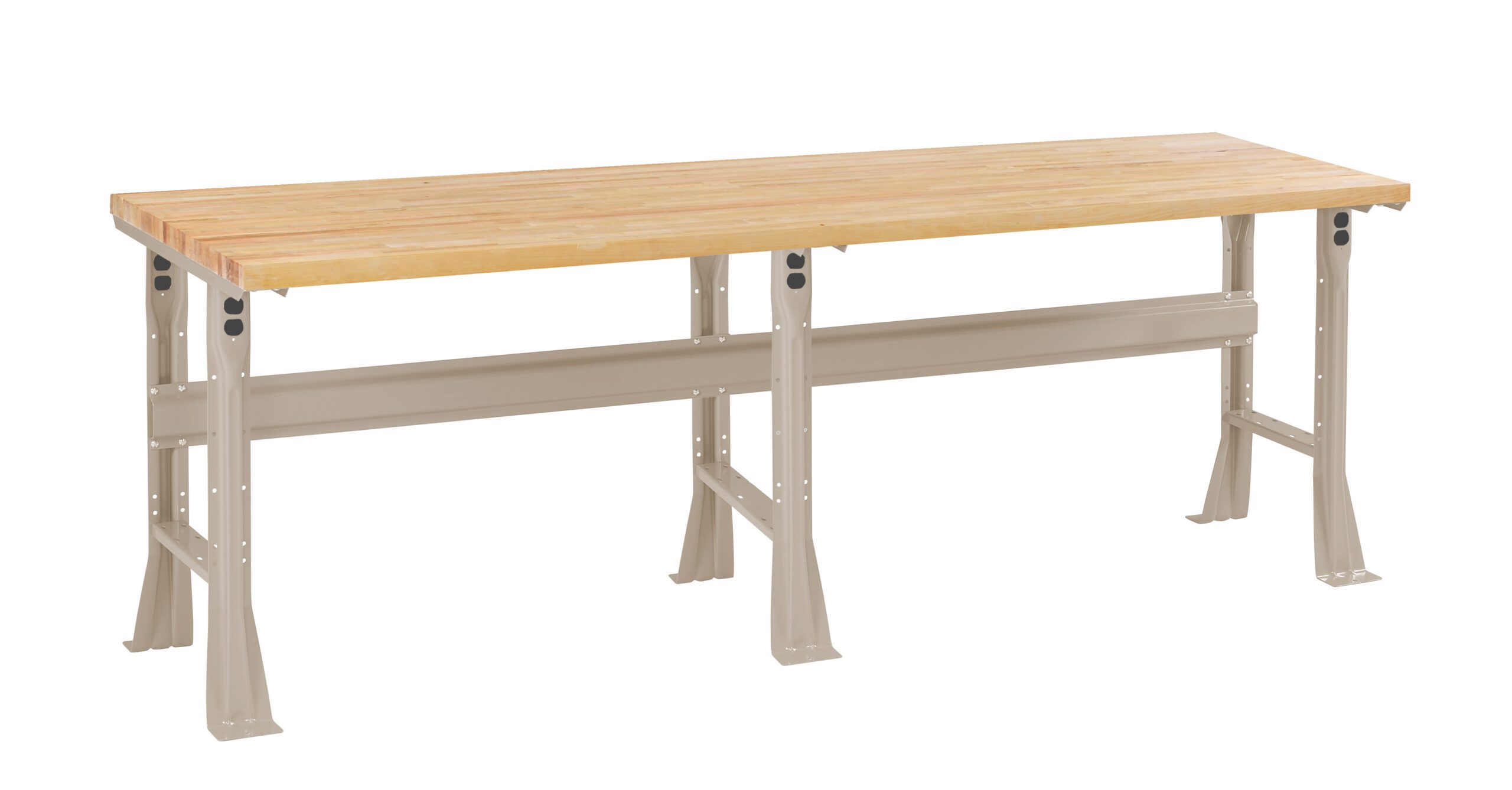 Tennsco "D Flared Leg Workbench With Butcher Block Top Sand