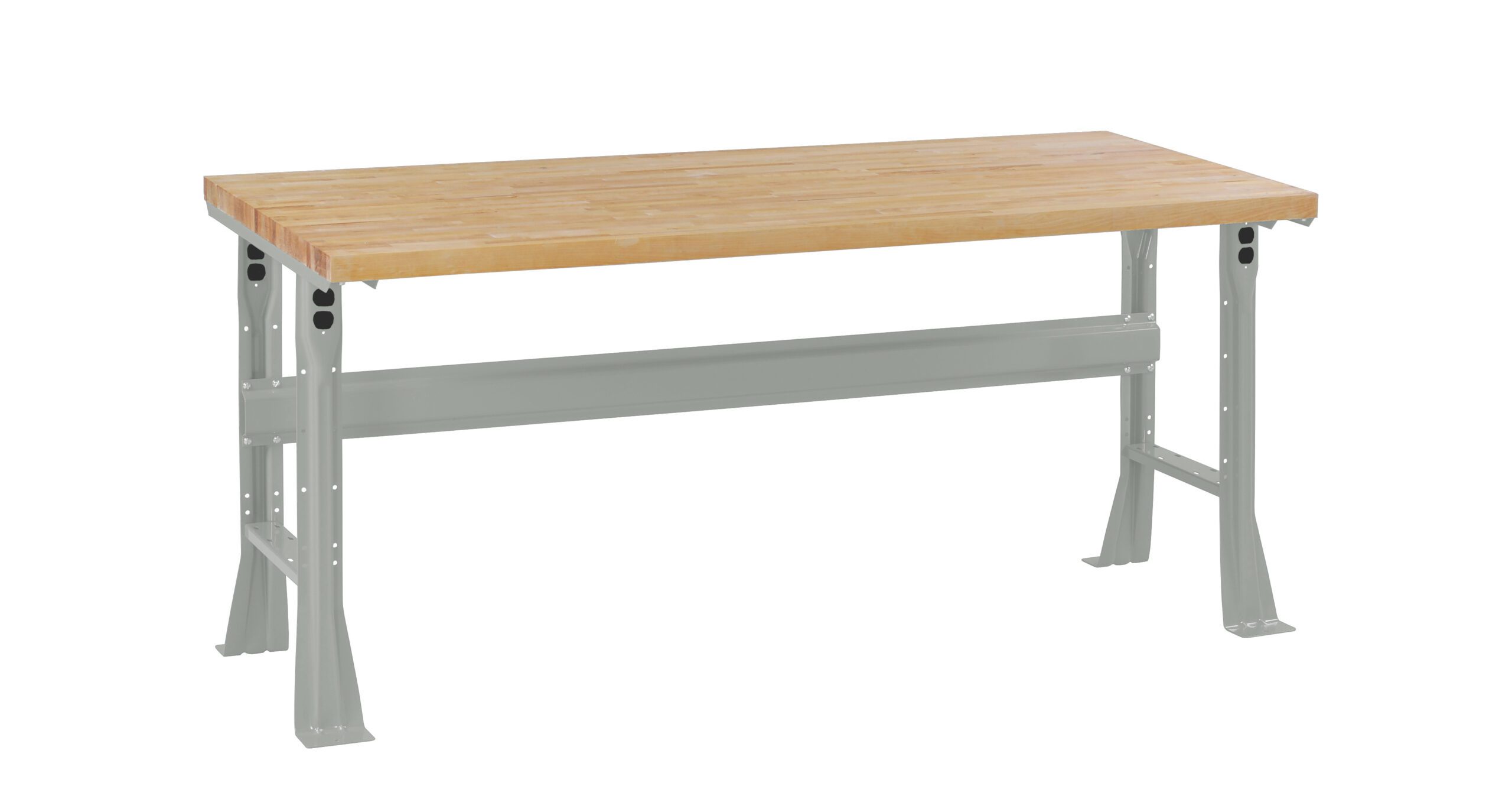 Tennsco "D Flared Leg Workbench With Butcher Block Top Light Grey