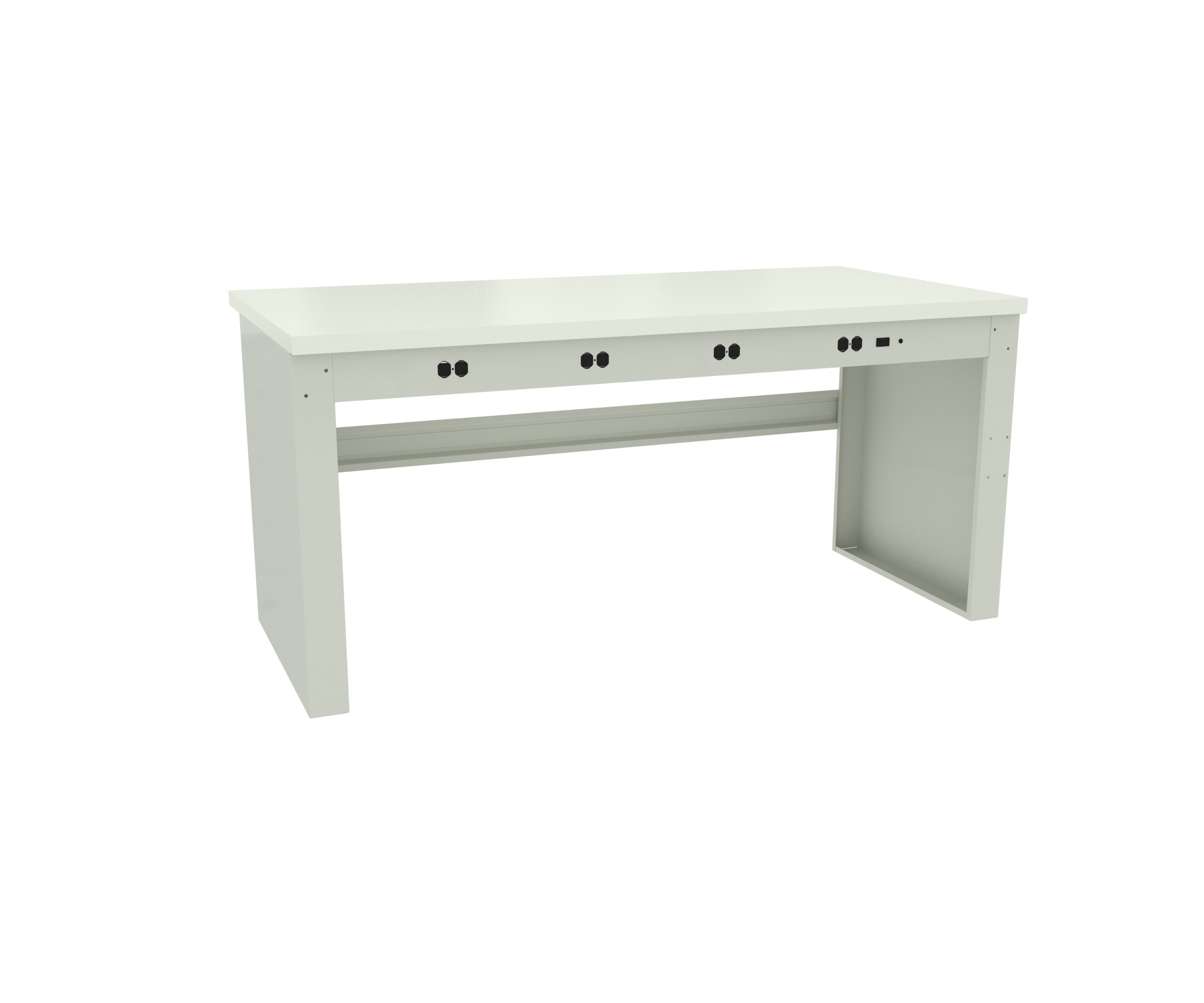 Tennsco "D Electronic Workbench With Plastic Top, Stringer and Outlet Panel Light Grey