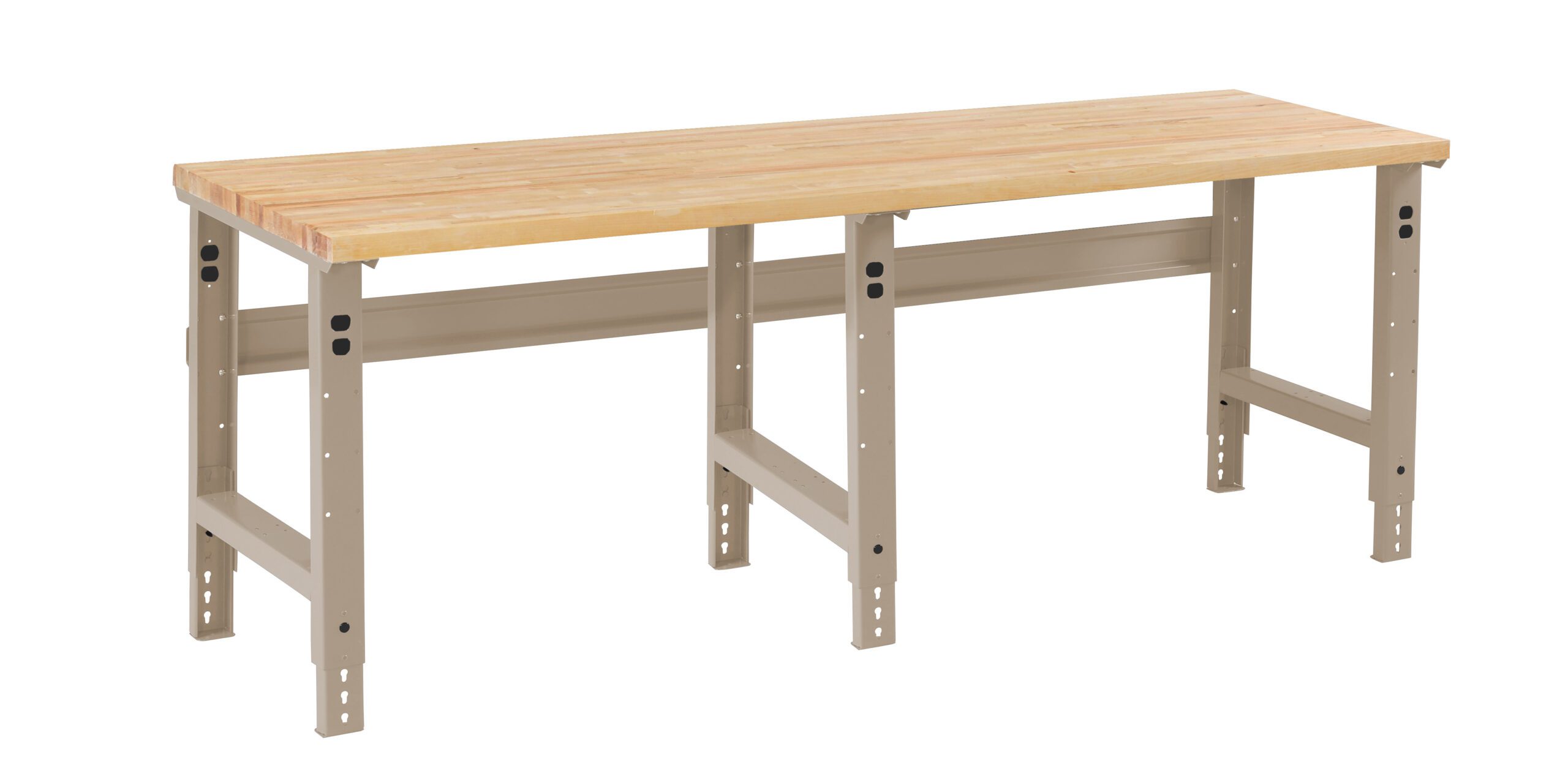 Tennsco "D Adjustable Leg Workbench With Butcher Block Top Sand