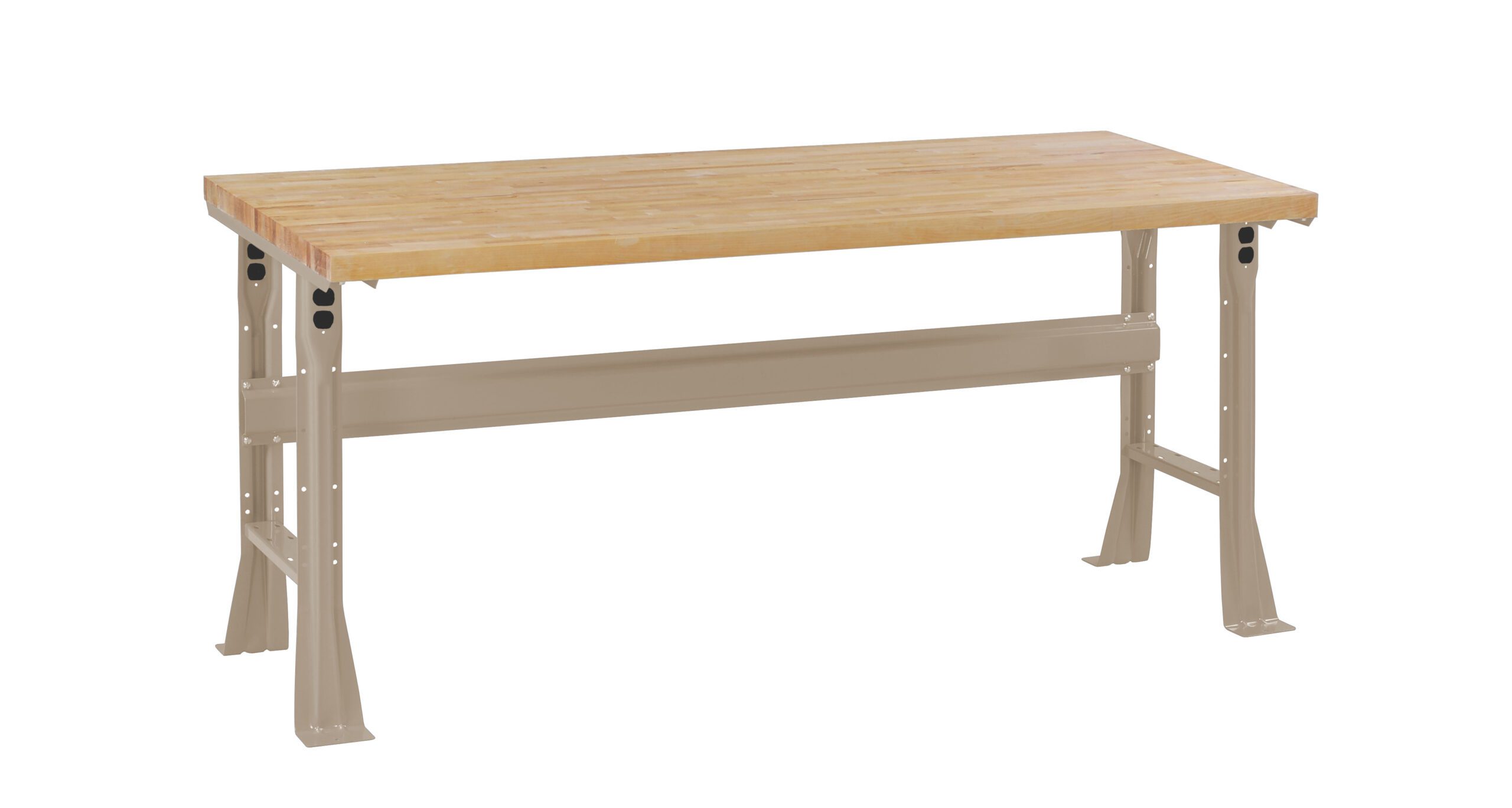 Tennsco "D Flared Leg Workbench With Butcher Block Top Sand