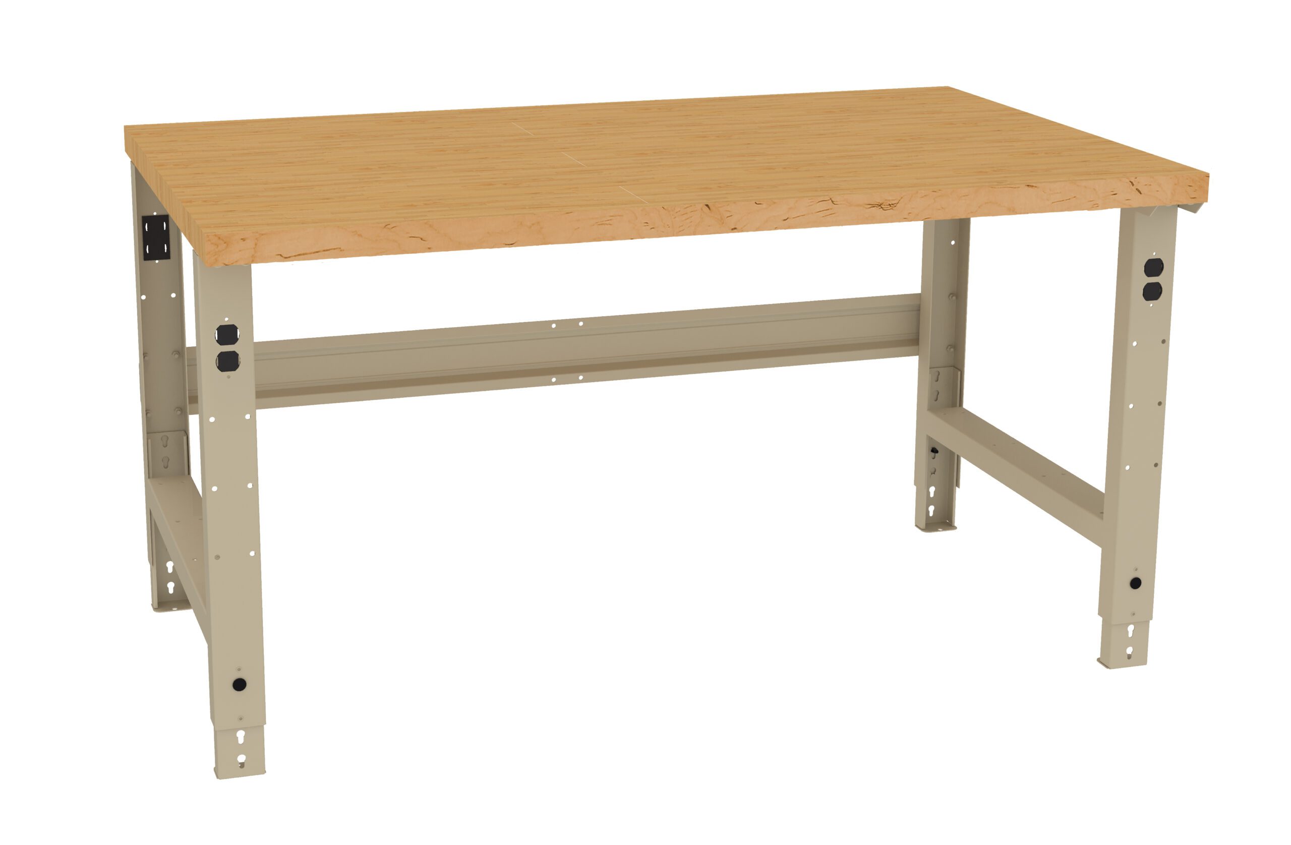Tennsco "D Adjustable Leg Workbench With Butcher Block Top Sand