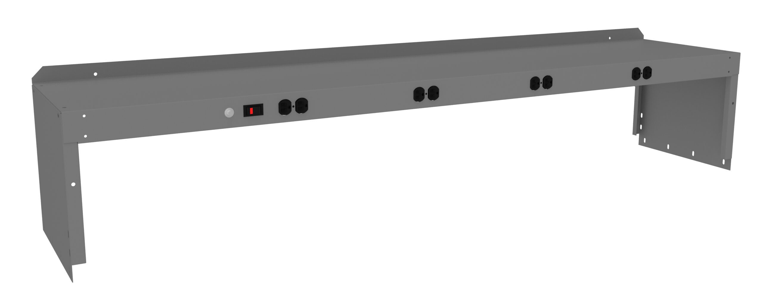 Tennsco "D Electric Riser with End Supports for Workbench Medium Grey