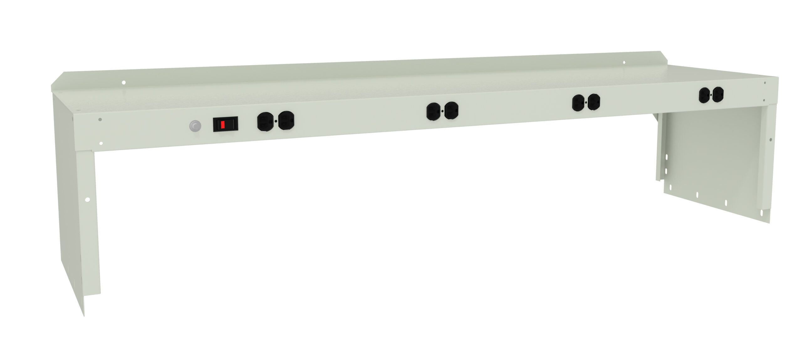 Tennsco "D Prewired Electric Riser with End Supports for Workbench Light Grey