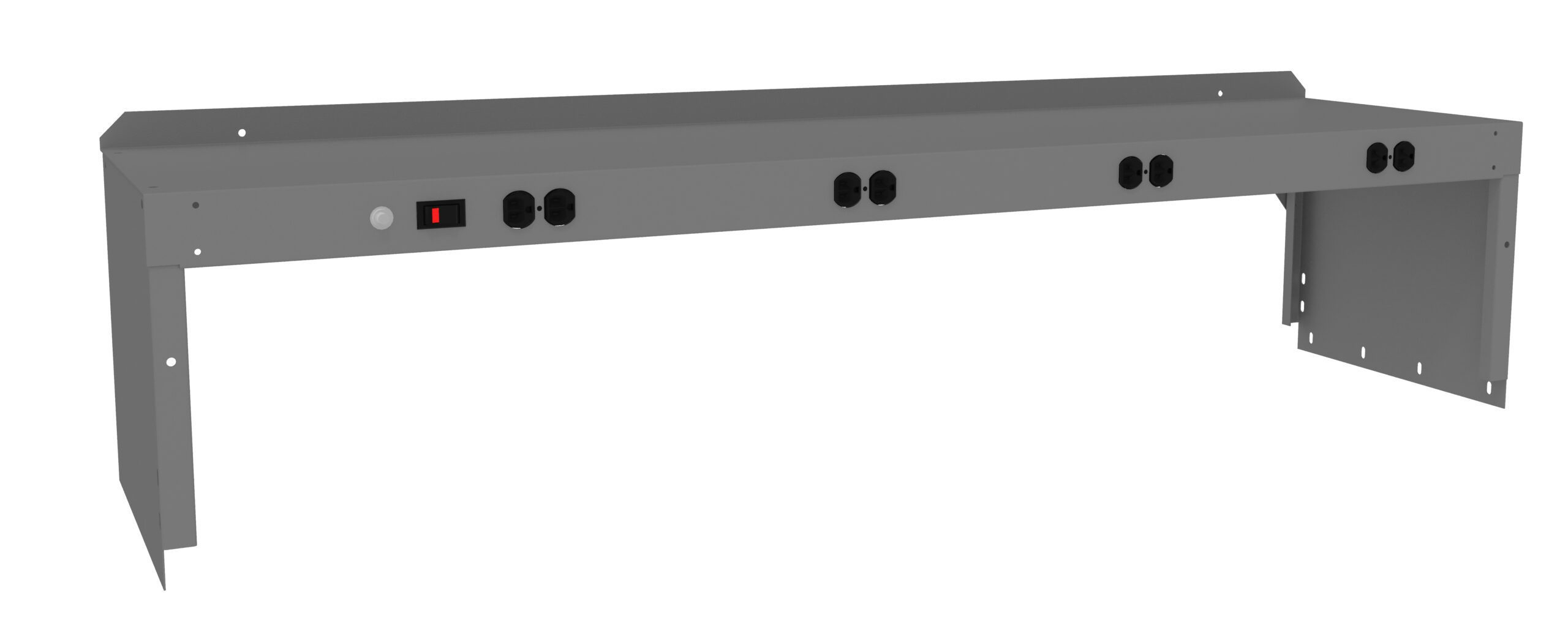 Tennsco "D Prewired Electric Riser with End Supports for Workbench Medium Grey