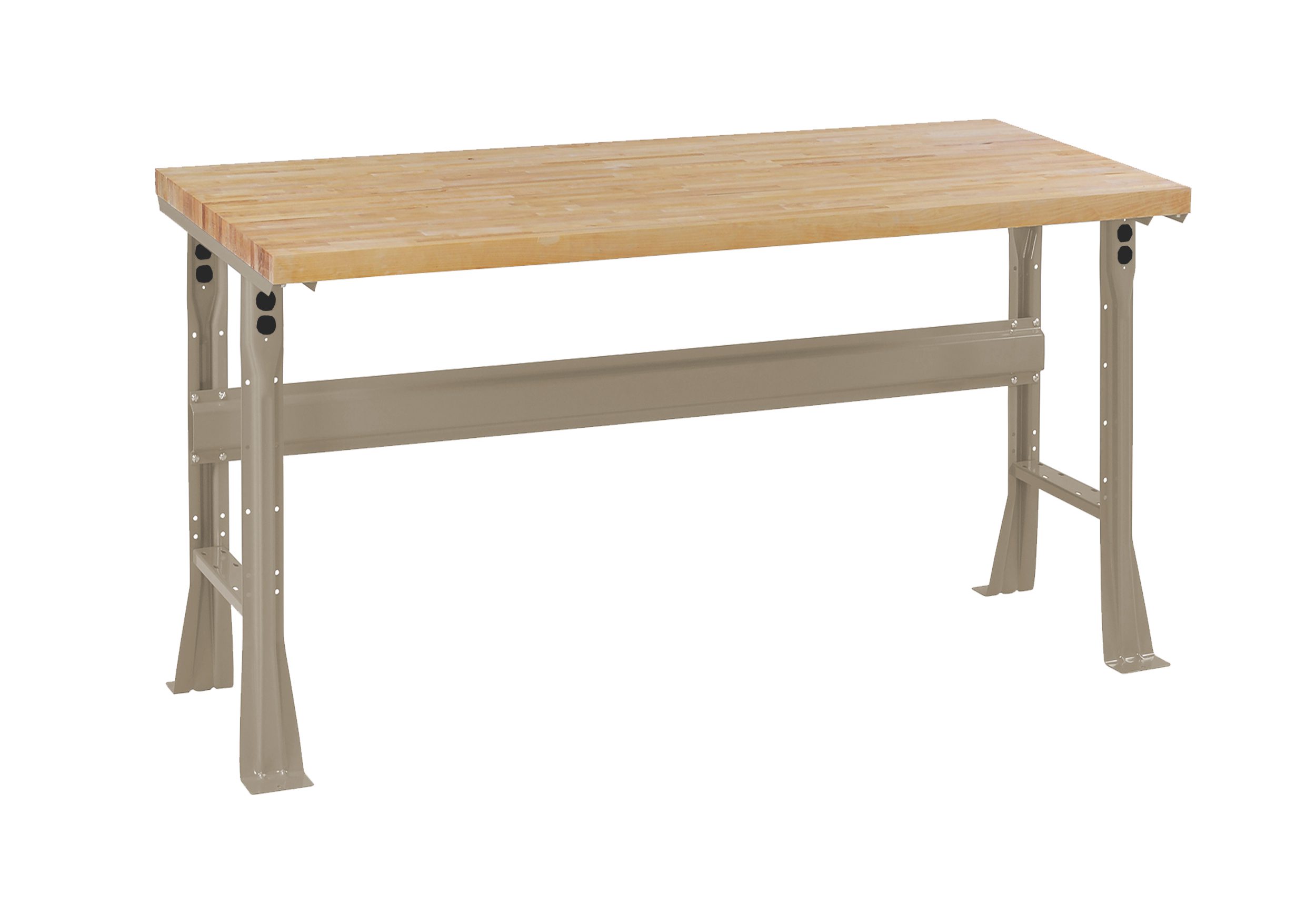 Tennsco "D Flared Leg Workbench With Butcher Block Top Sand