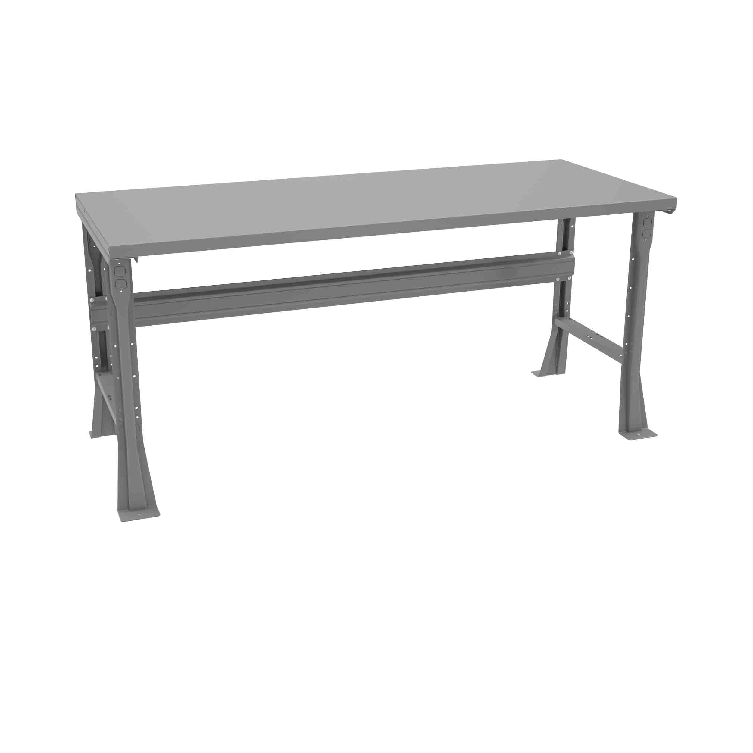 Tennsco "D Flared Leg Workbench With Steel Top Medium Grey