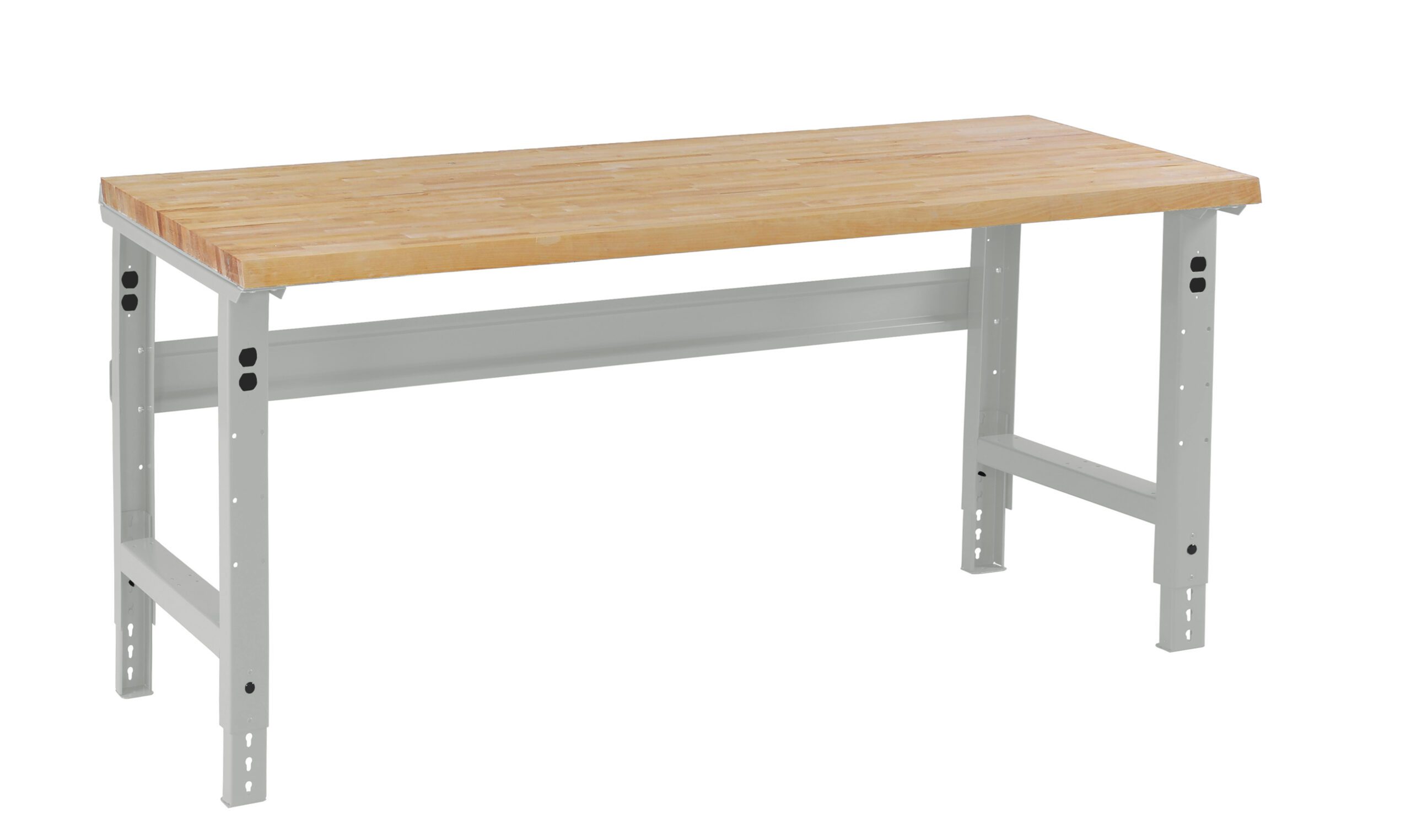 Tennsco "D Adjustable Leg Workbench With Butcher Block Top Light Grey