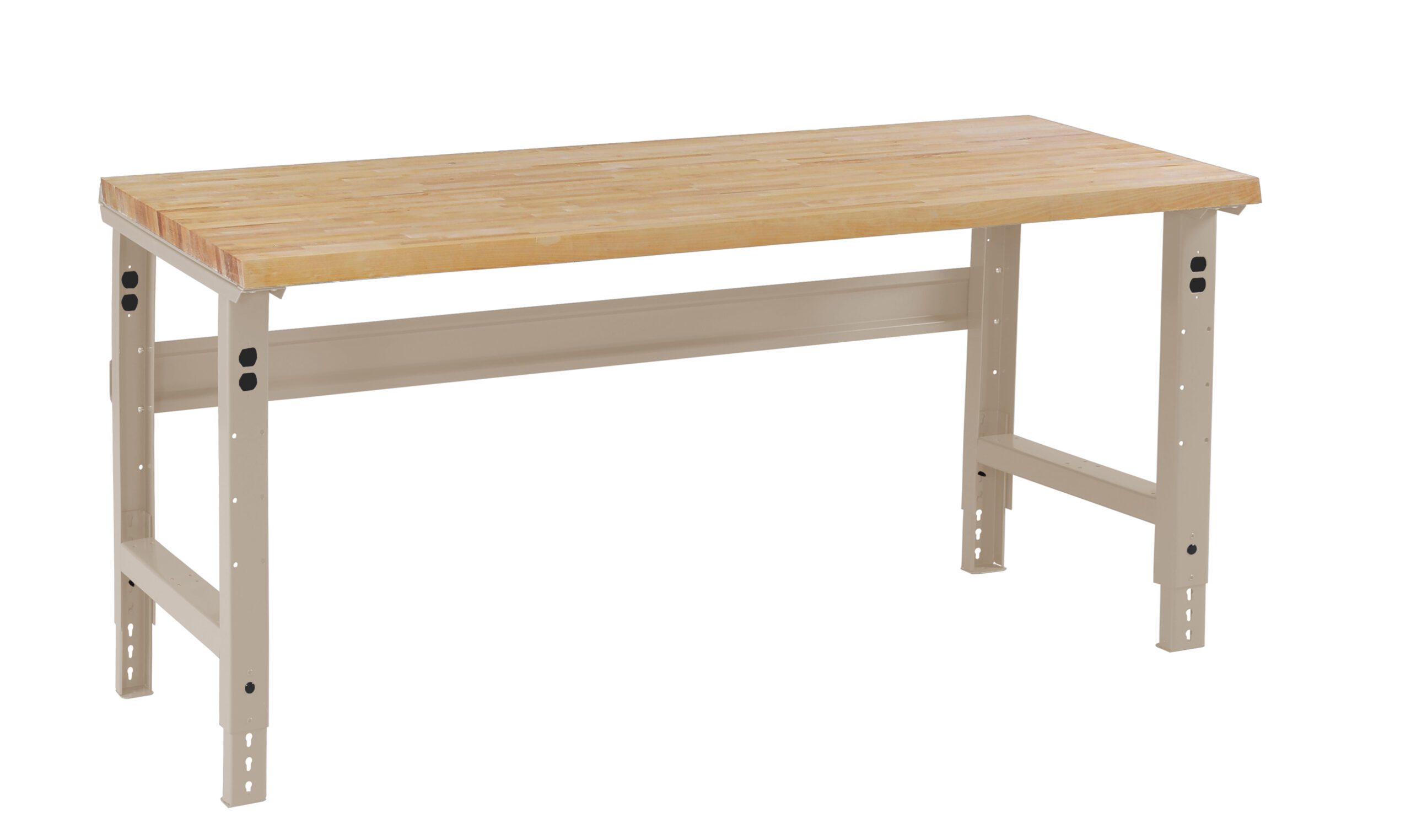 Tennsco "D Adjustable Leg Workbench With Butcher Block Top Sand