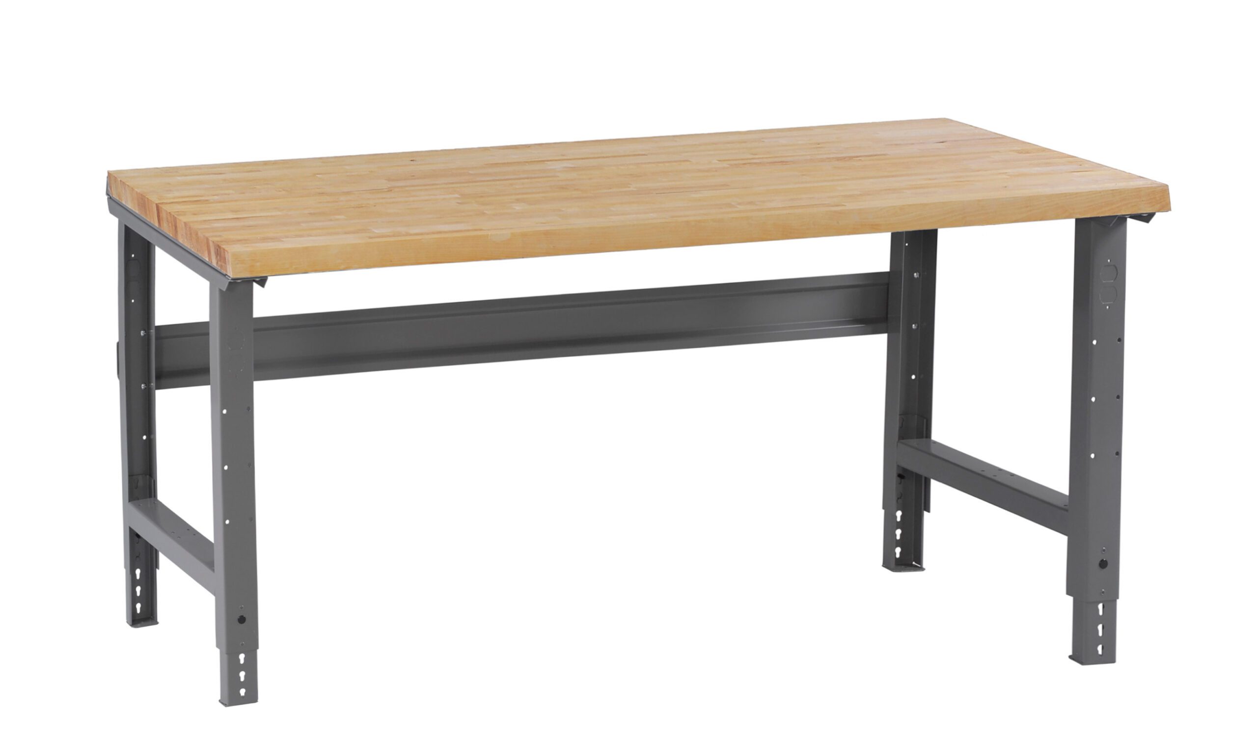 Tennsco "D Adjustable Leg Workbench With Butcher Block Top Medium Grey