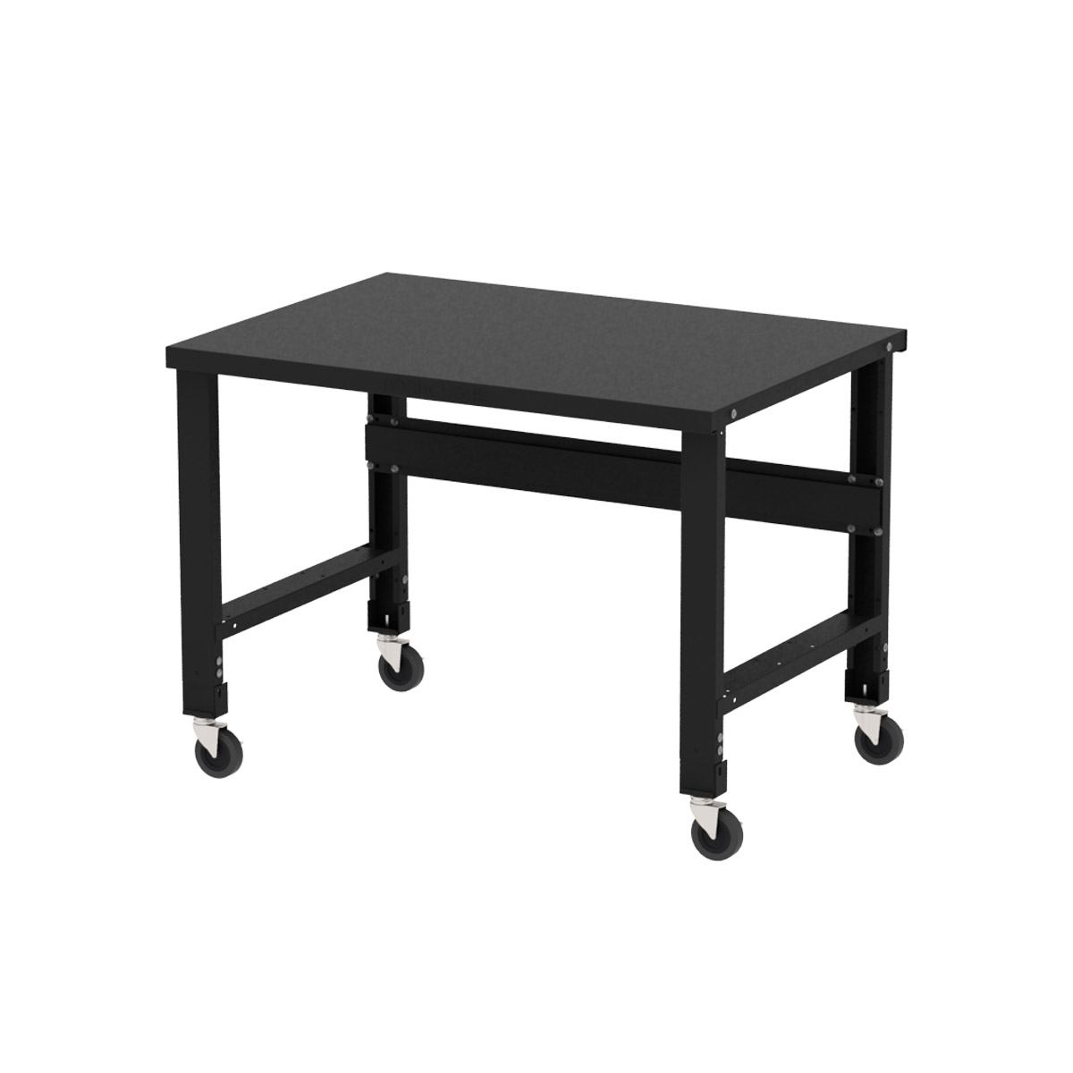 Borroughs Adjustable Height Black Painted Steel Top Workbench with Caster Kit x