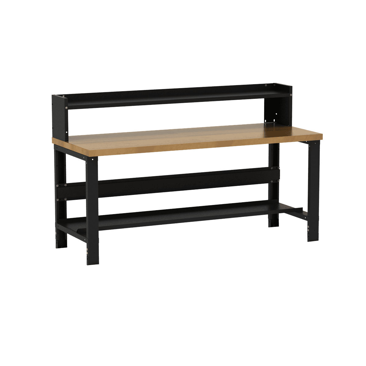 Borroughs Adjustable Height Hardwood Top Workbench with Bottom and Ledge Shelves x