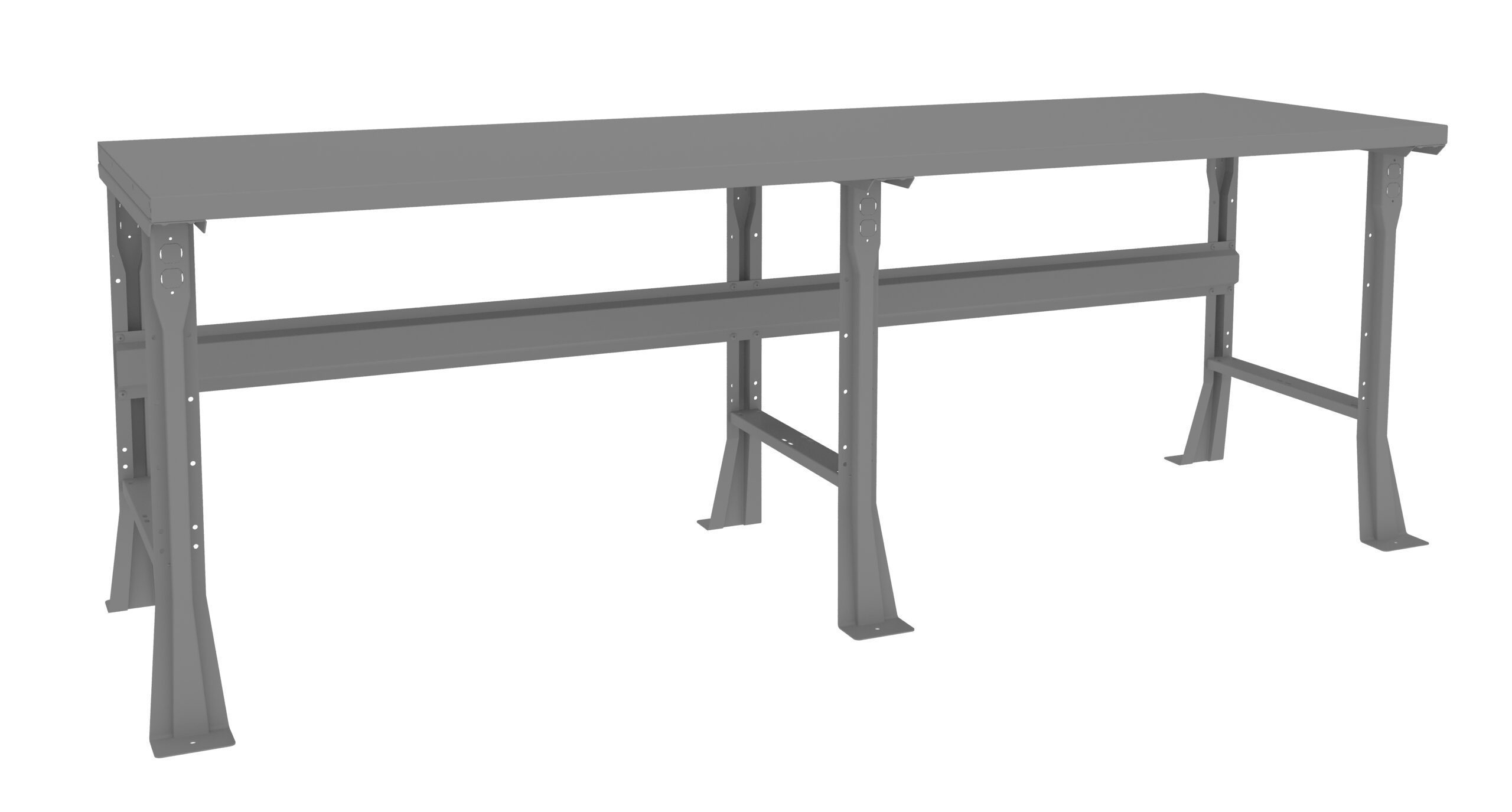 Tennsco "D Flared Leg Workbench With Steel Top Medium Grey