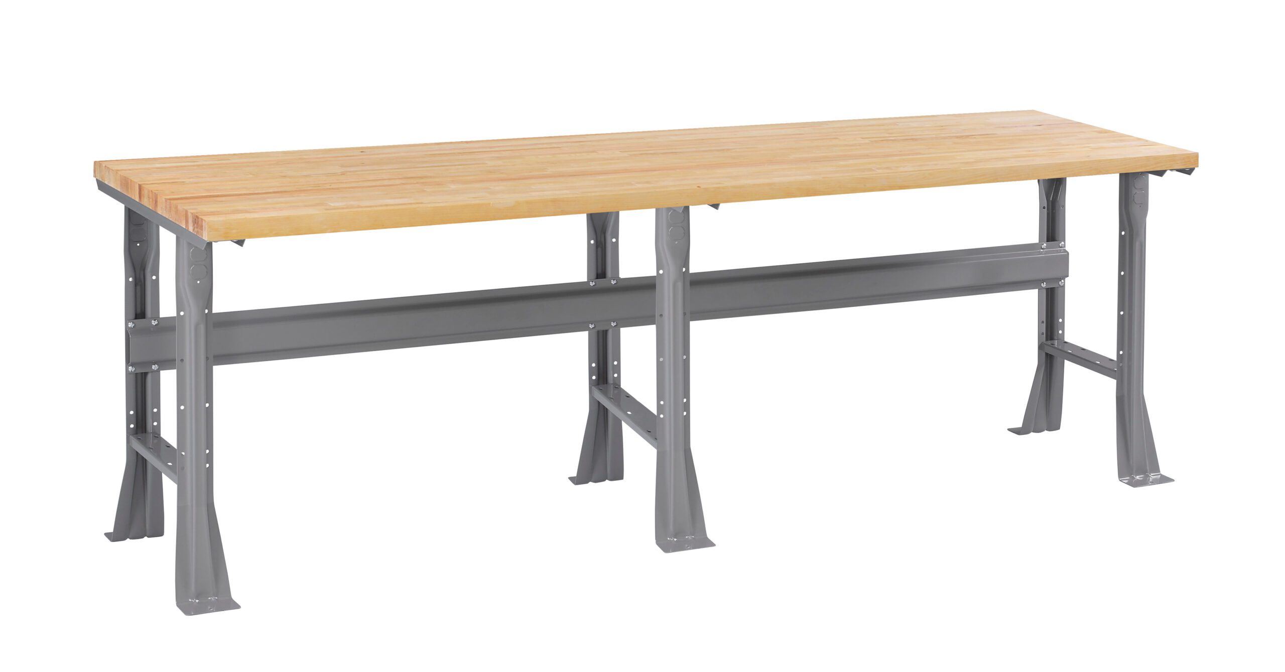 Tennsco "D Flared Leg Workbench With Butcher Block Top Medium Grey