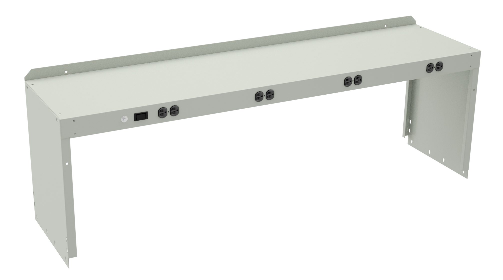Tennsco "D Prewired Electric Riser with End Supports for Workbench Light Grey