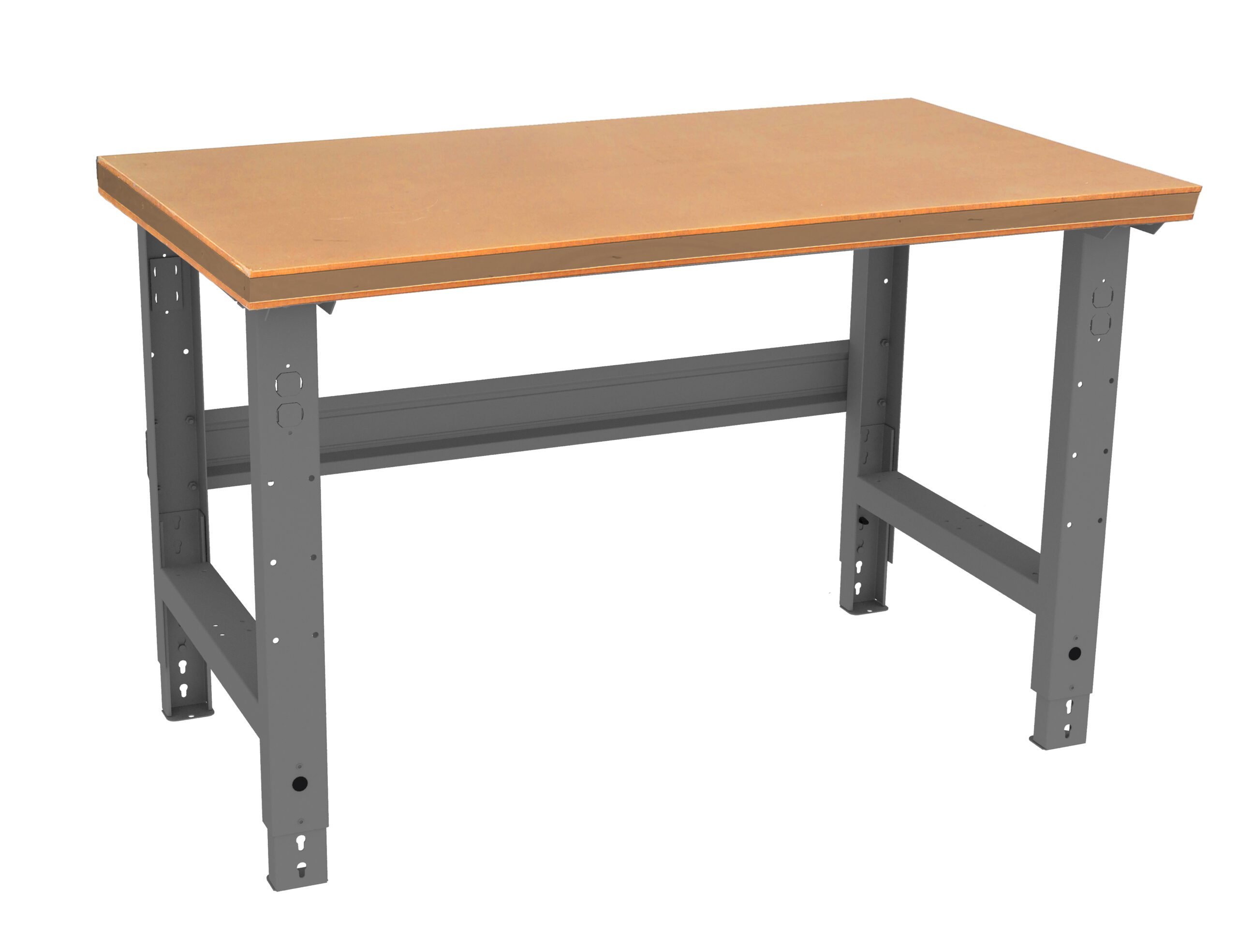 Tennsco "D Adjustable Leg Workbench With Compressed Wood Top Medium Grey