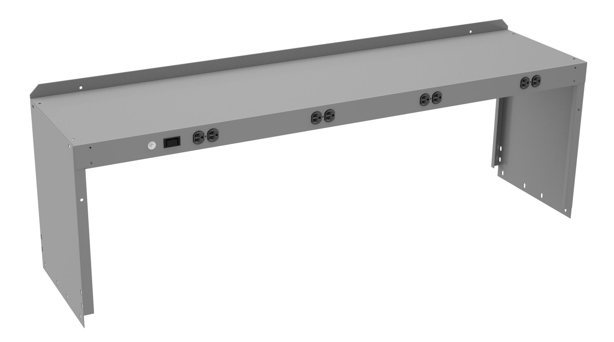Tennsco "D Prewired Electric Riser with End Supports for Workbench Medium Grey