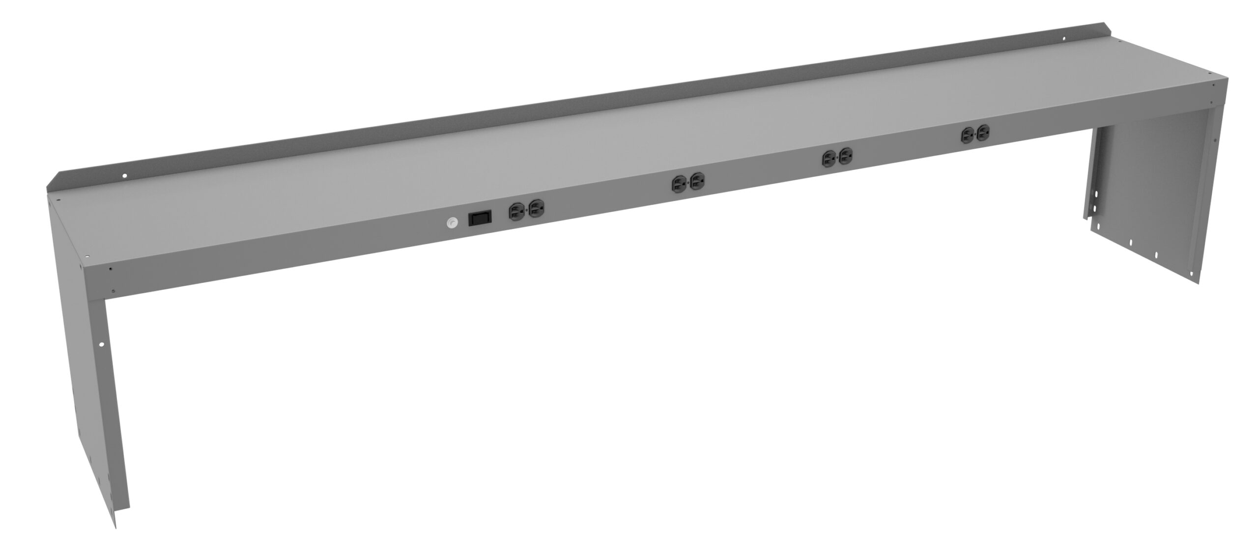 Tennsco "D Prewired Electric Riser with End Supports for Workbench Medium Grey