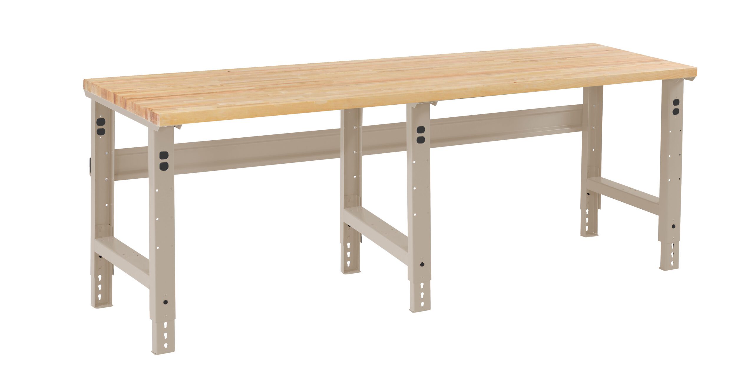 Tennsco "D Adjustable Leg Workbench With Butcher Block Top Sand