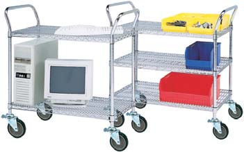 Chrome Service Carts - 3 Shelves