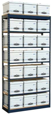 Boltless Shelving Series - 7 Shelf Archive Unit Particle Board Decking (Without Boxes)