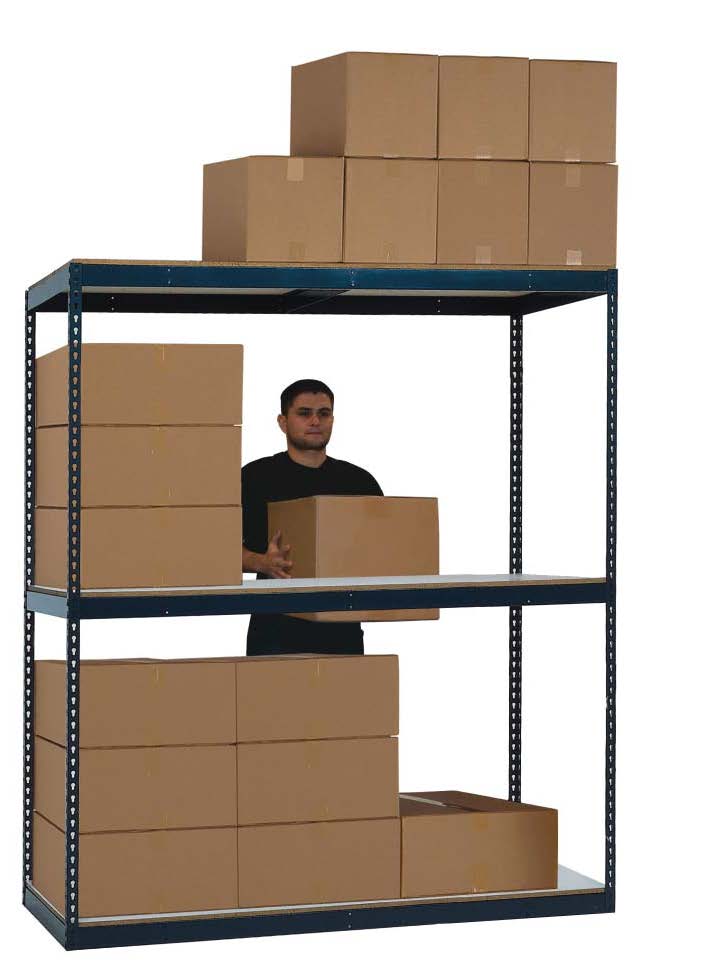 Boltless Shelving Series - 3 Shelf Archive Unit Particle Board Decking