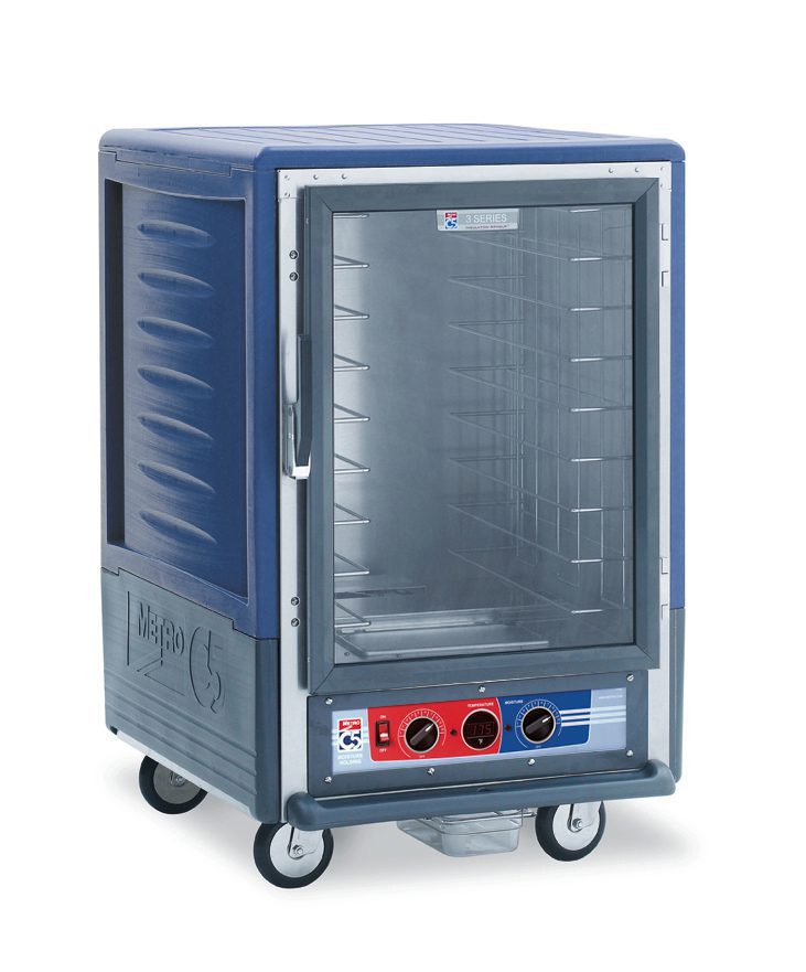Metro Insulated Moisture Heated Holding/Proofing Cabinet, 1/2 Height, Fixed Wire Slides,, 1681- Blue