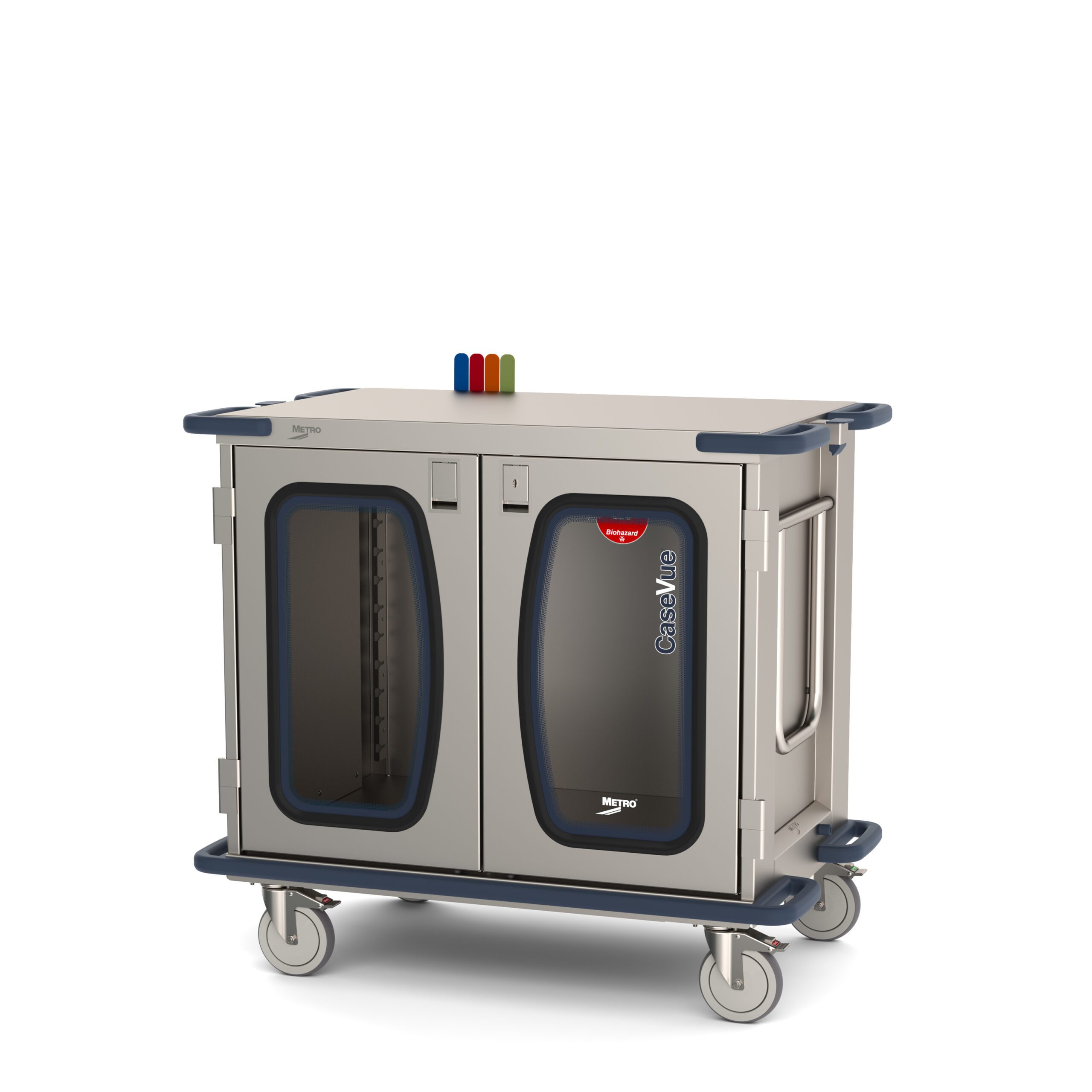 Metro CaseVue CV36LC-NBFH Surgical Case Cart, Color Flags, and Swing-up Handle "D