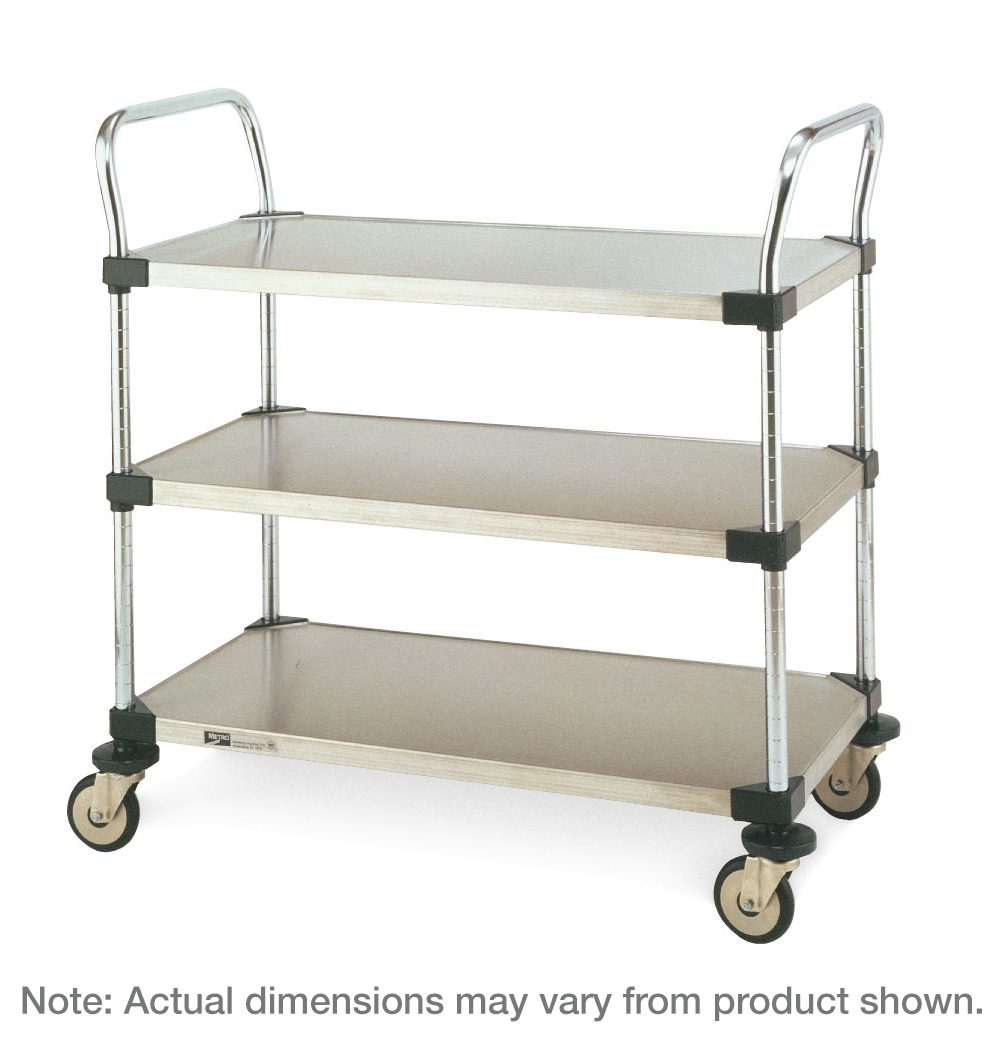 Metro MW Series Utility Cart with 3 Steel Solid Shelves