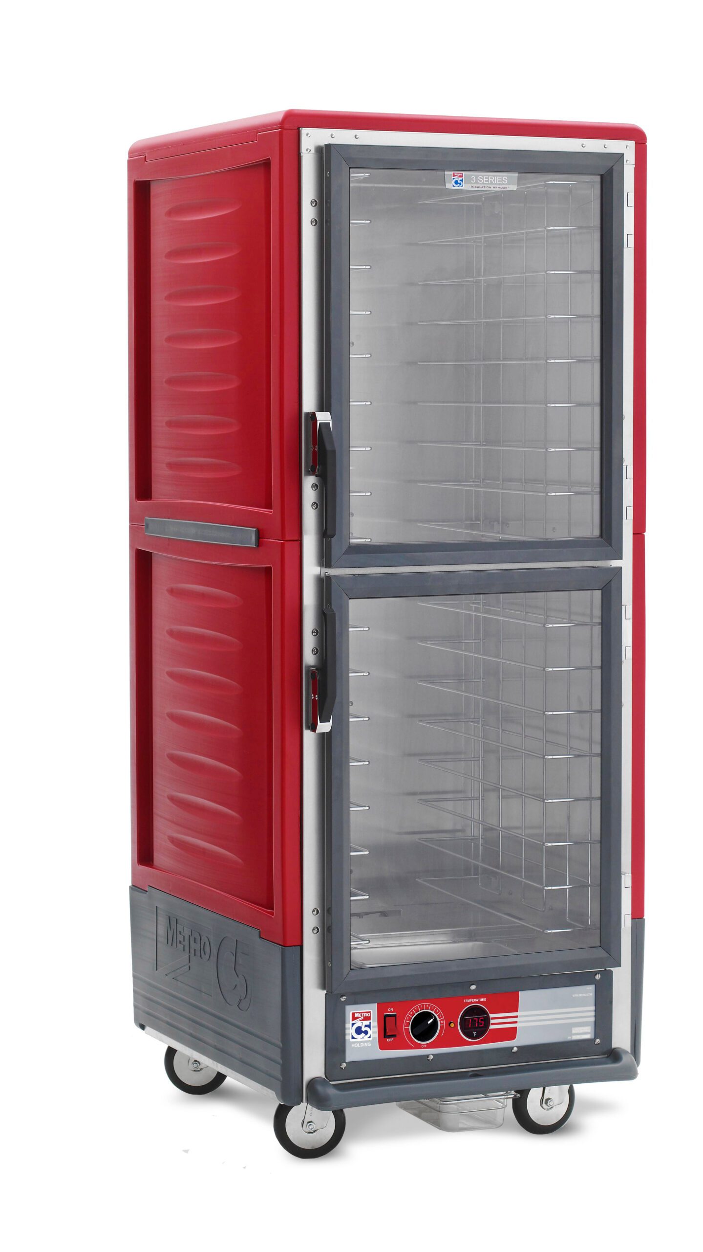 Metro Insulated Holding Cabinet, Full Height, Dutch, Fixed Wire Slides , Red