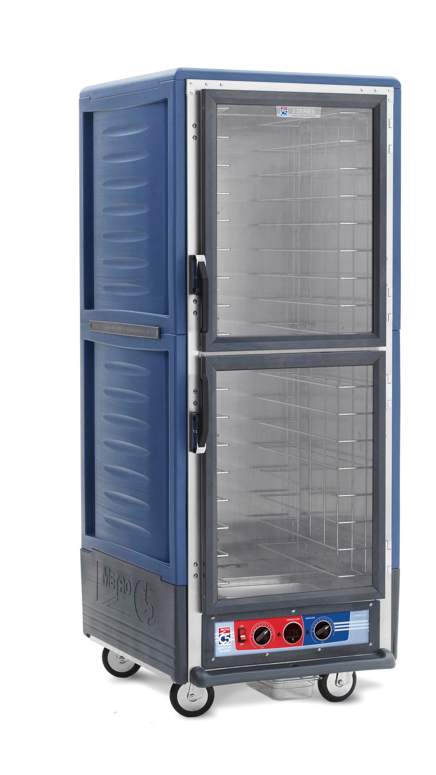 Metro Insulated Moisture Heated Holding/Proofing Cabinet, Full Height, Dutch, Fixed Wire Slides , Blue