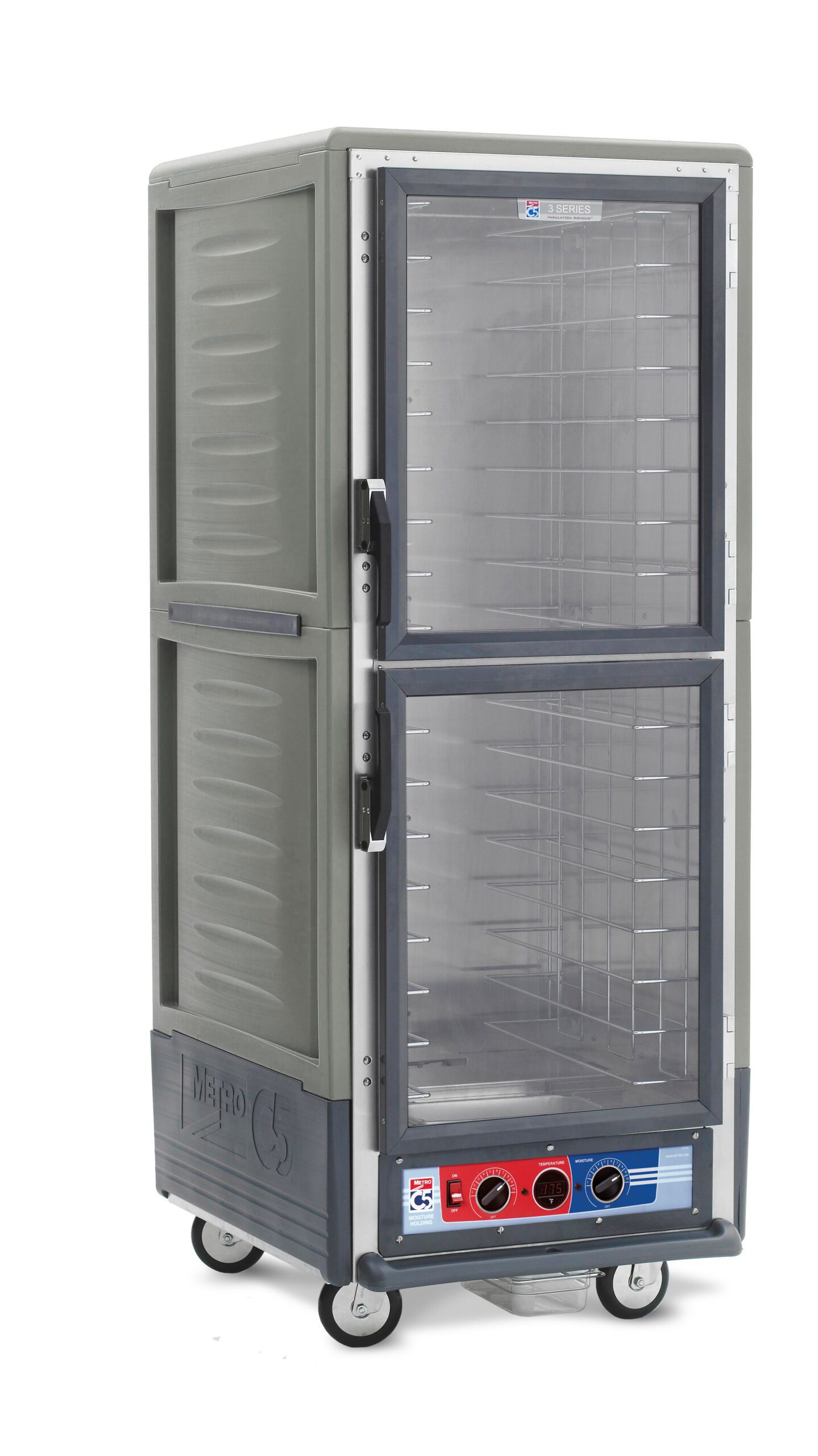 Metro Insulated Moisture Heated Holding/Proofing Cabinet, Full Height, Dutch, Fixed Wire Slides , Gray