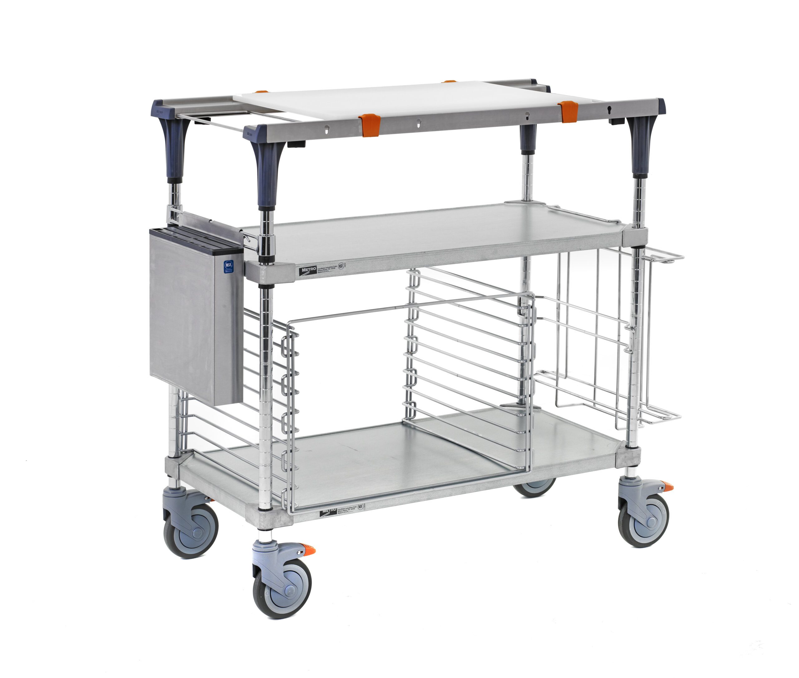 PrepMate MultiStation 36" Prep Station with Accessory Pack 2 Solid top and bottom shelves with Chrome posts