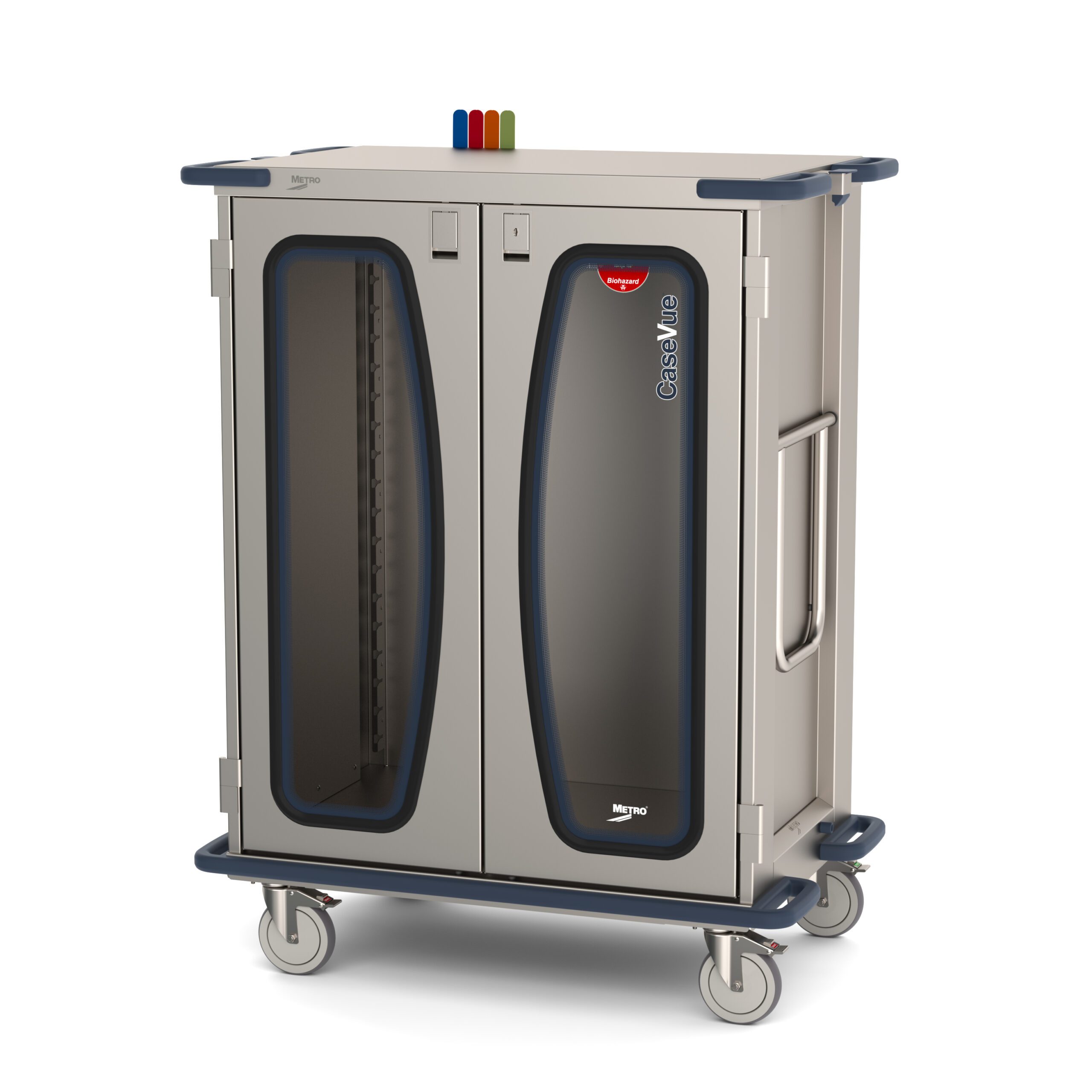 Metro CaseVue CV36HC-NBFH Surgical Case Cart, Color Flags, and Swing-up Handle "D