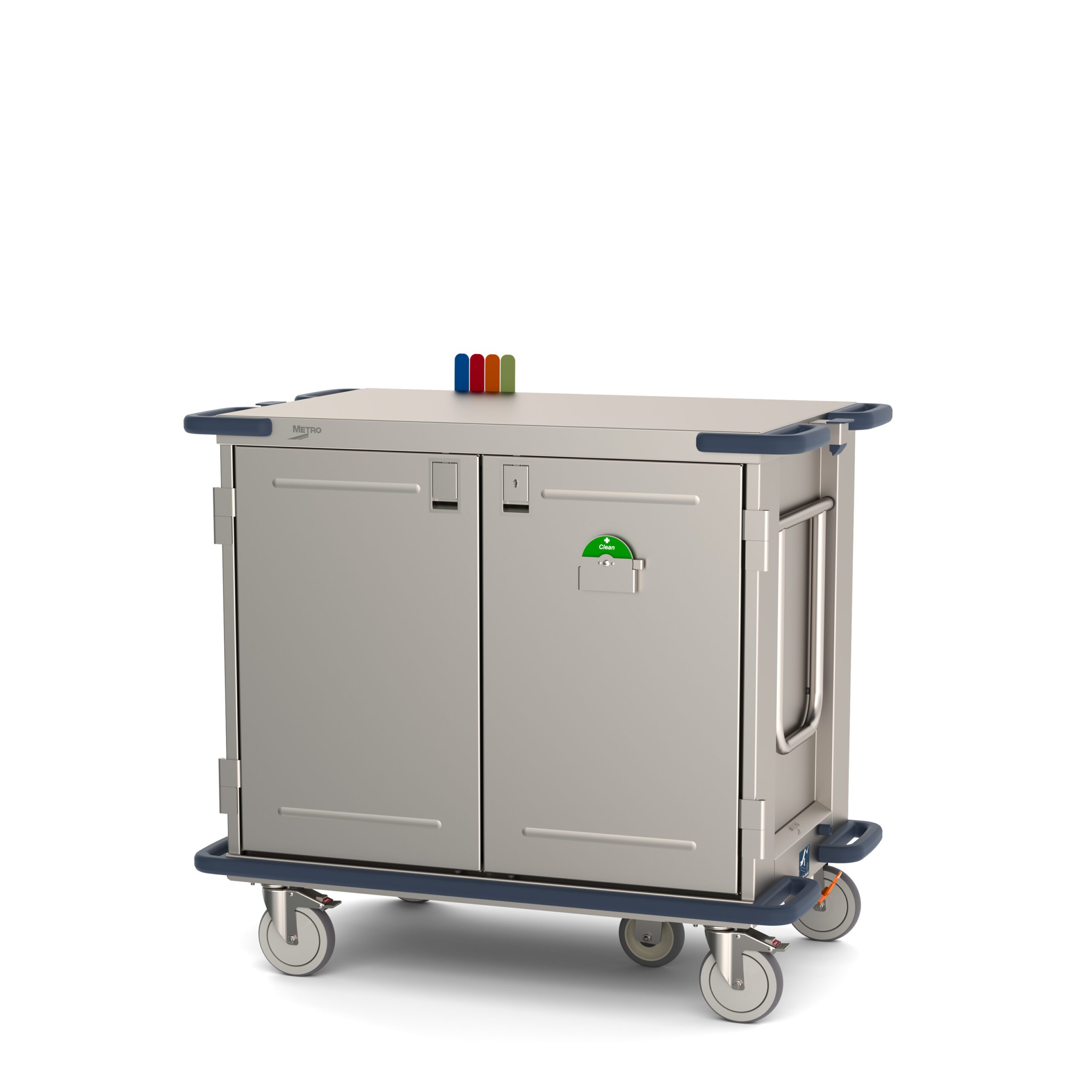 Metro CaseVue CV36LS-5BFH Surgical Case Cart, 5th Wheel Steering, Color Flags, and Swing-up Handle "D