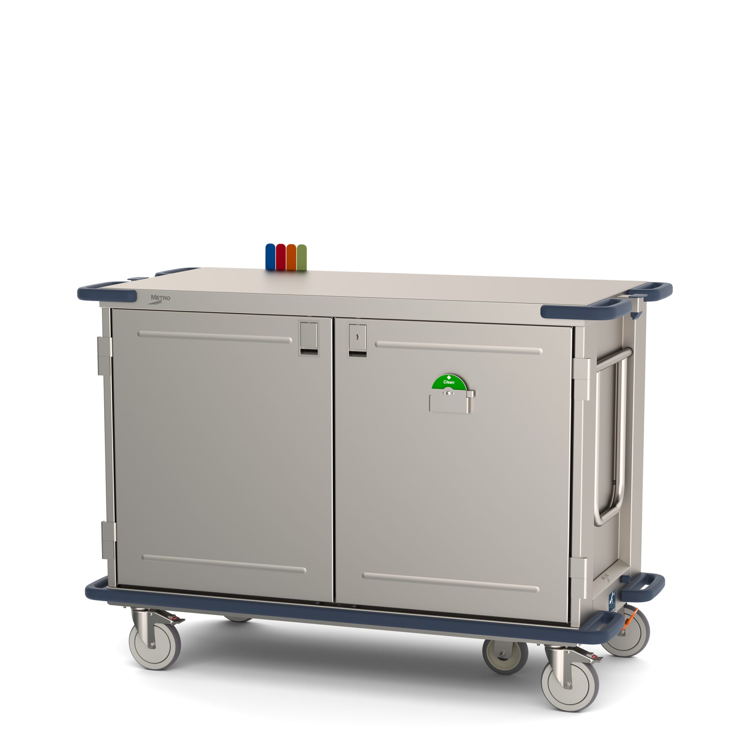 Metro CaseVue CV48LS-5BFH Surgical Case Cart, 5th Wheel Steering, Color Flags, and Swing-up Handle "D