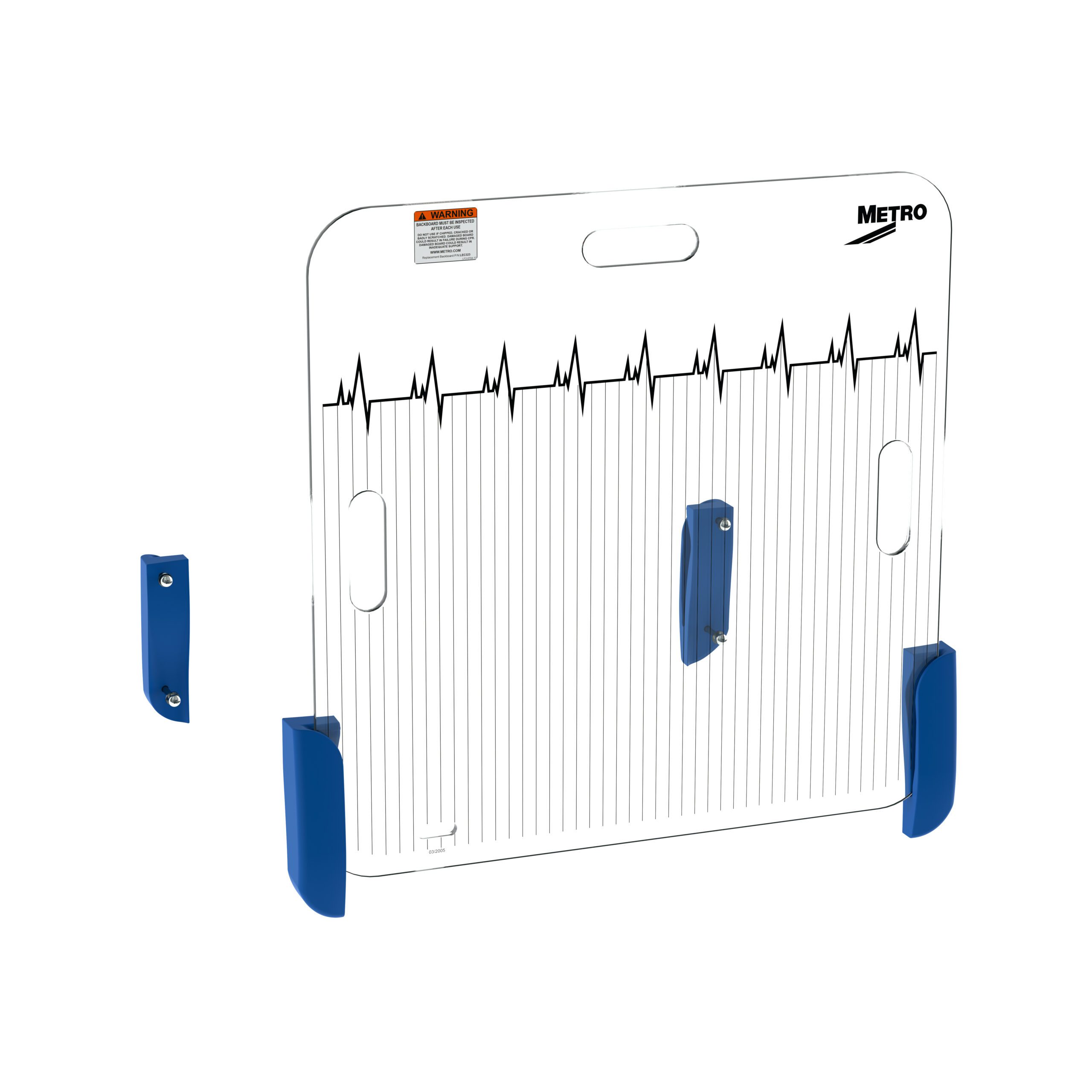 Metro Backboard with Blue Front and Rear Assembly Kit for Lifeline and Flexline Carts