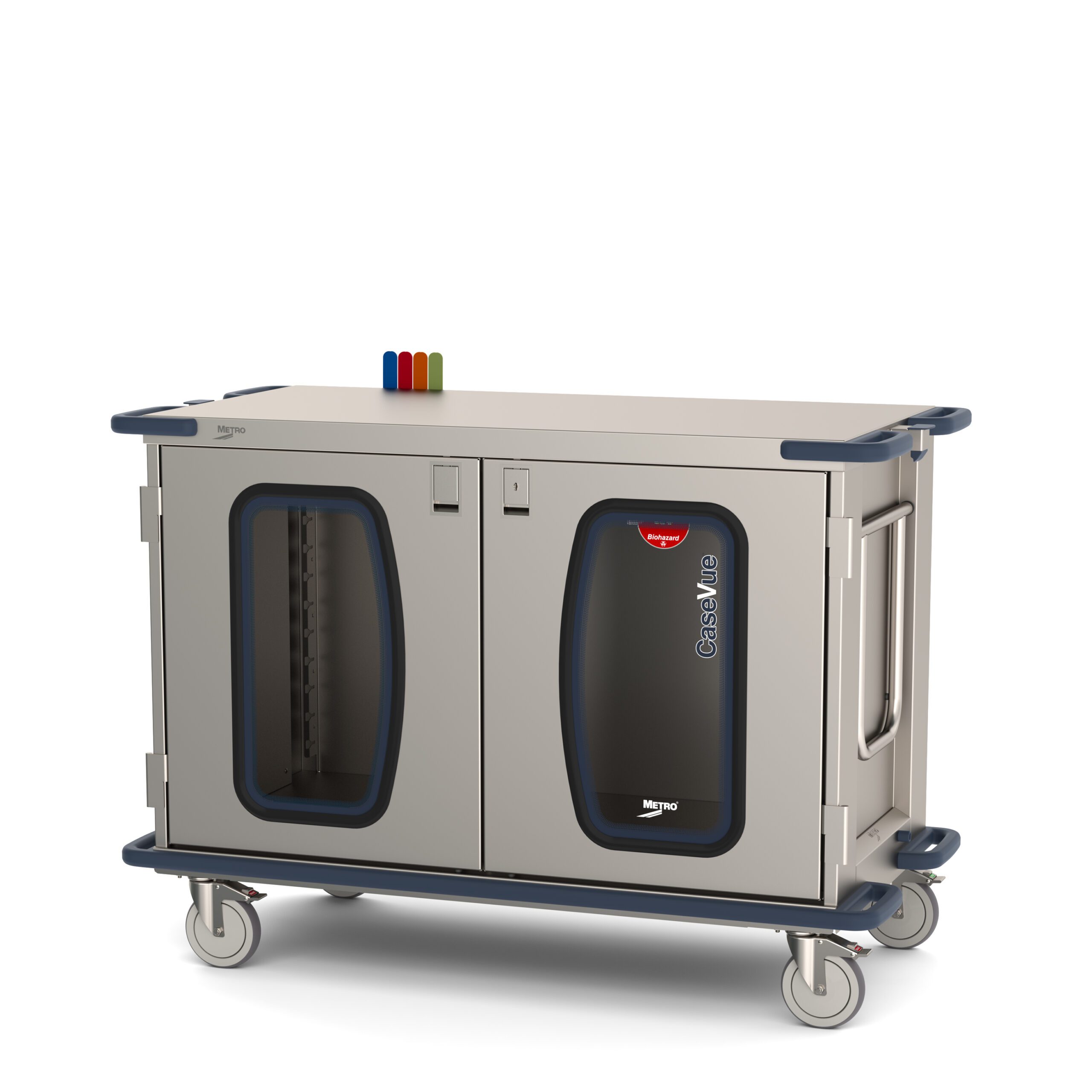 Metro CaseVue CV48LC-NBFH Surgical Case Cart, Color Flags, and Swing-up Handle "D