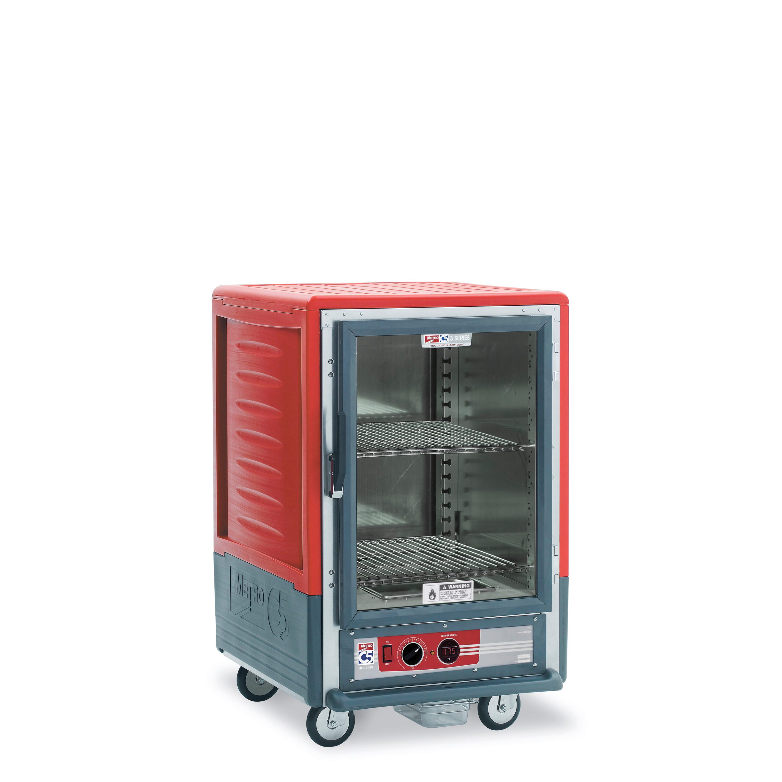 Metro Insulated Holding Cabinet, 1/2 Height, 2 Adjustable Wire Shelves , Red