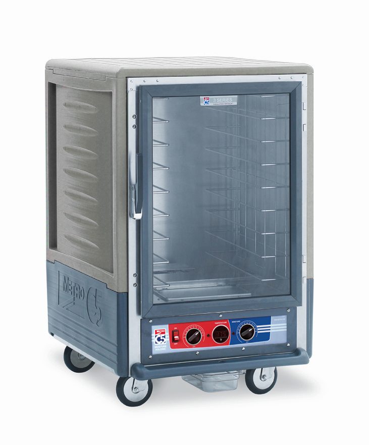 Metro Insulated Moisture Heated Holding/Proofing Cabinet, 1/2 Height, Fixed Wire Slides , Gray