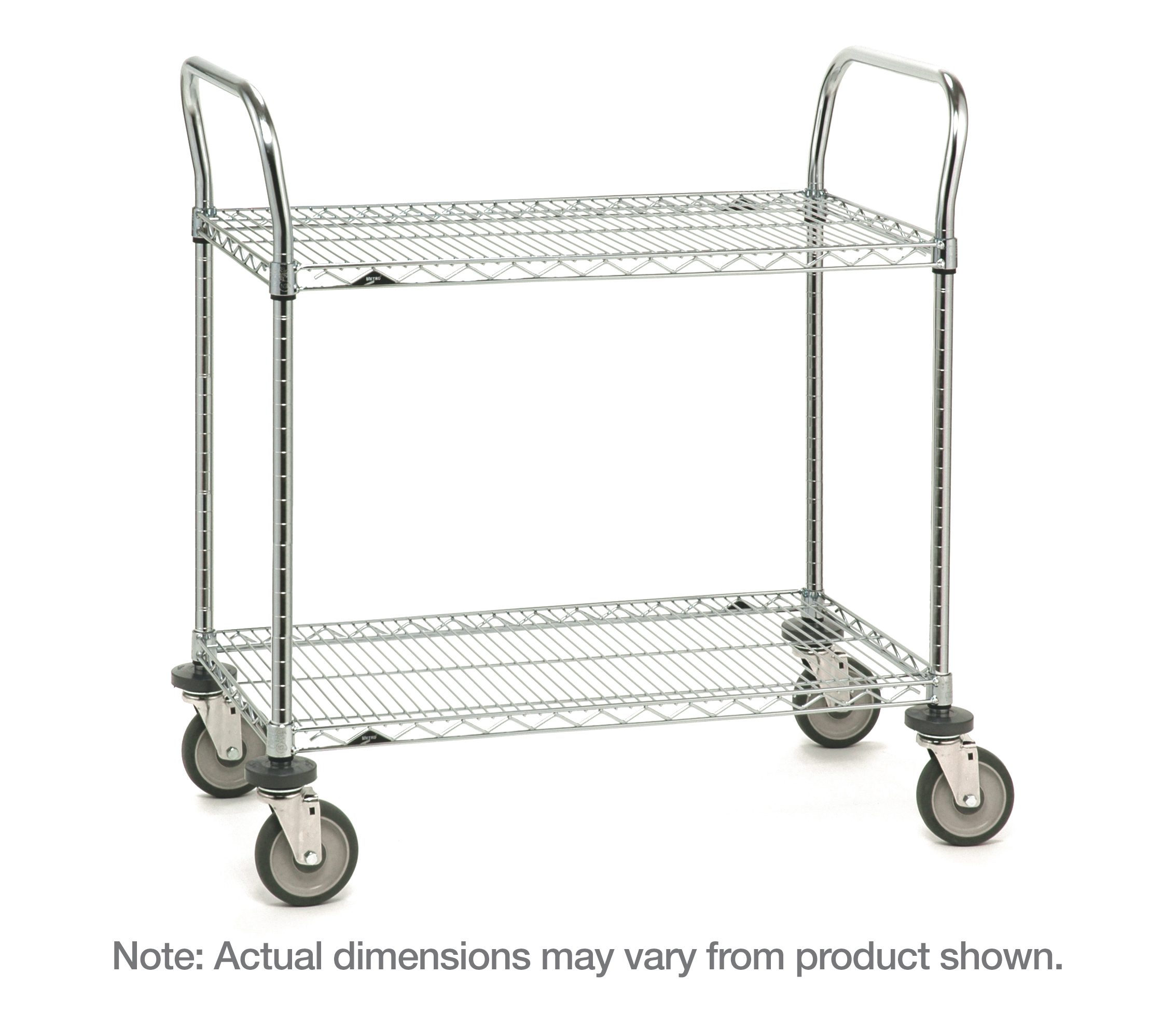 Metro 2SPN55DC SP Series Utility Cart with 2 Chrome Wire Shelves