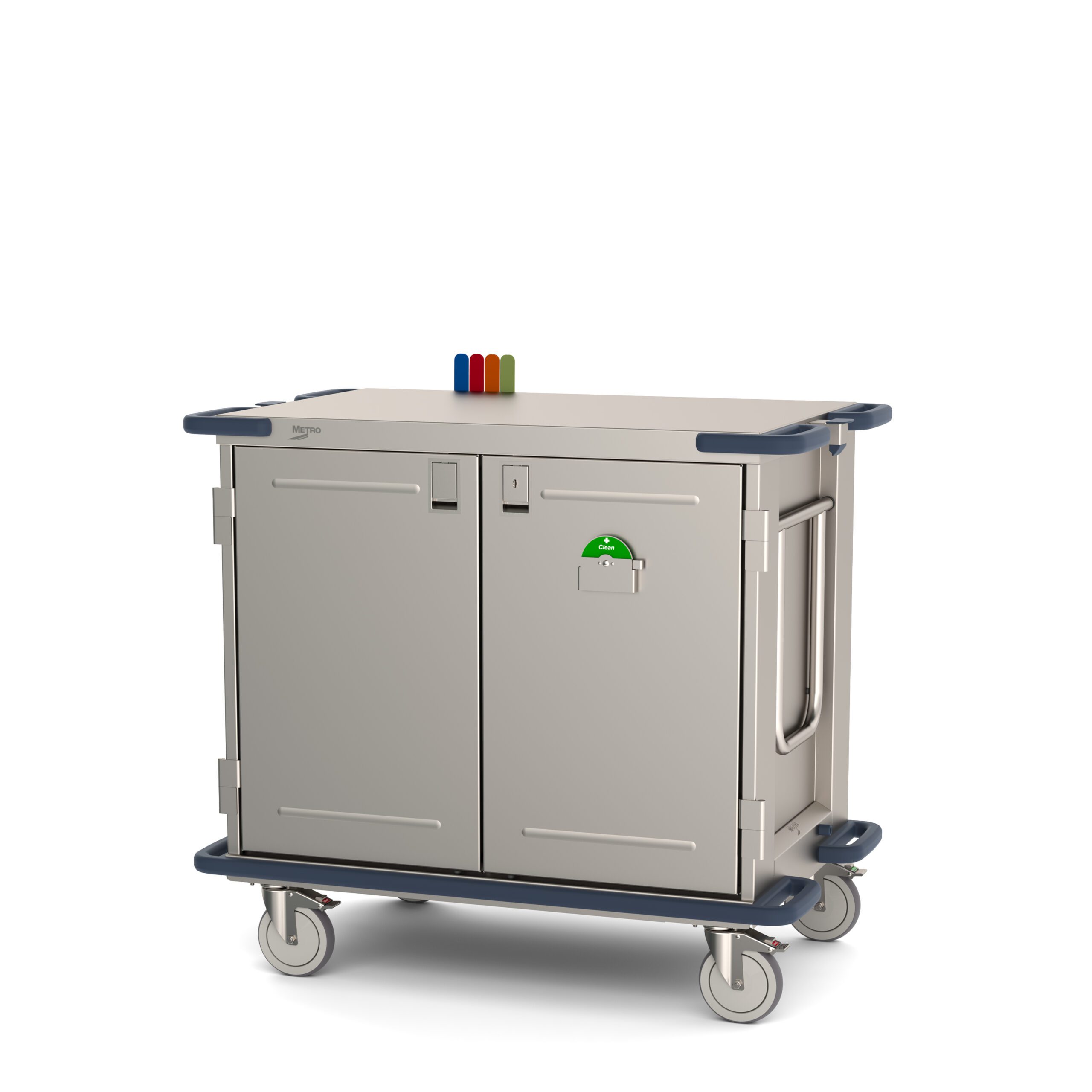 Metro CaseVue CV36LS-NBFH Surgical Case Cart, Color Flags, and Swing-up Handle "D