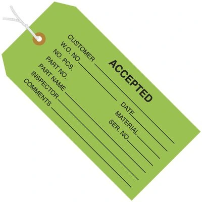 "Accepted (Green)" Inspection Tags - Pre-Strung (1000/Case)