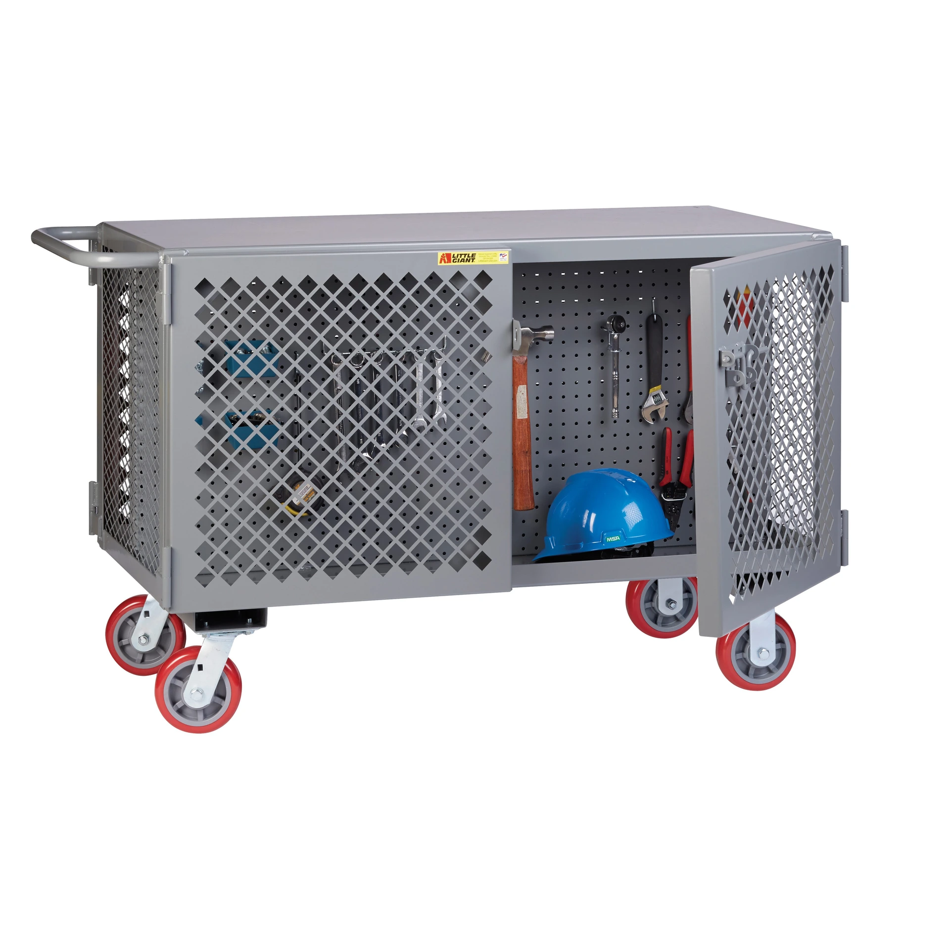Little Giant 2-Sided Mobile Maintenance Cart with Pegboard or Louvered Panels - LG-ST-2448-6PY-LP