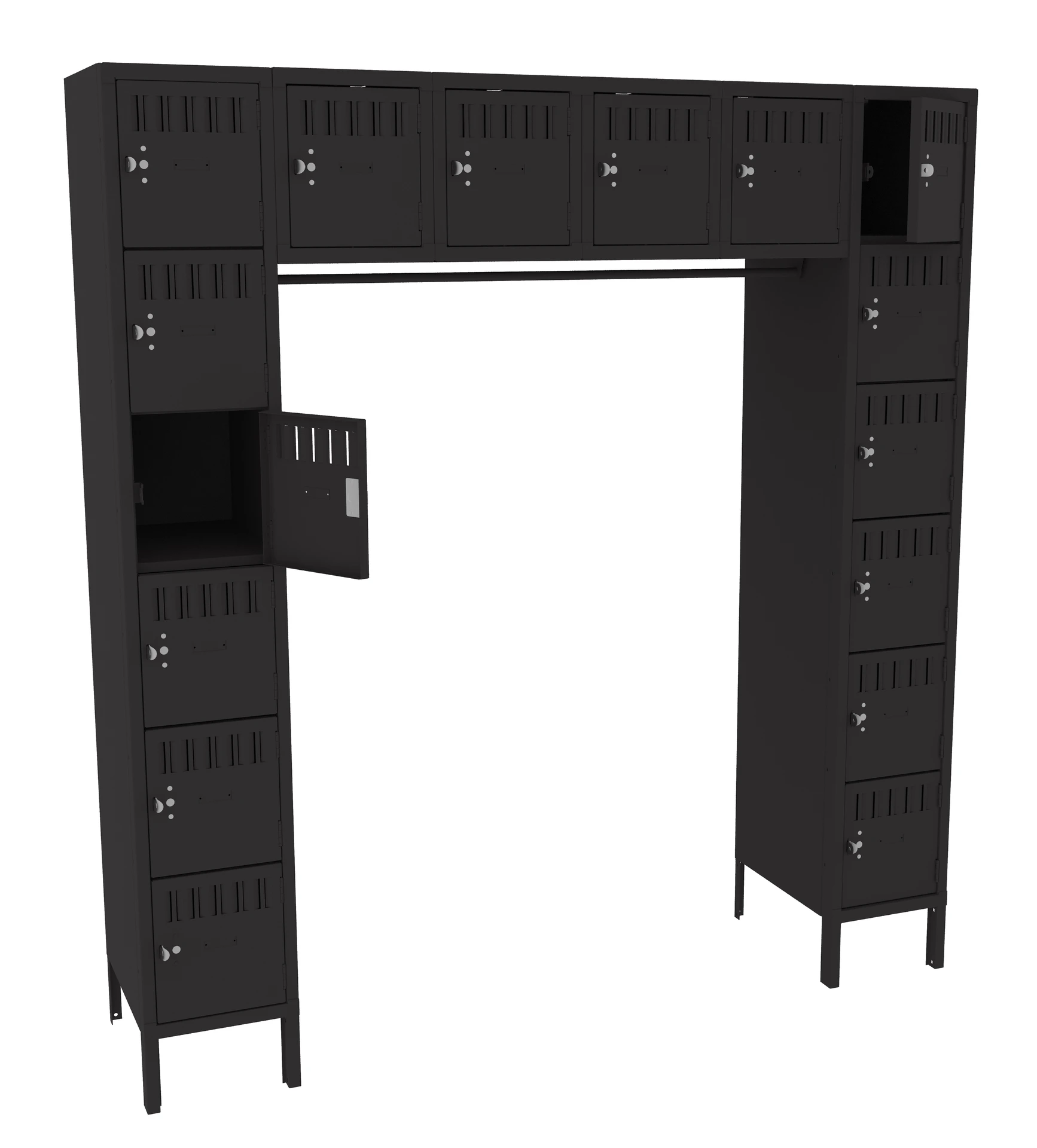 72" W x 16-Person Assembled Box Locker with Legs Black