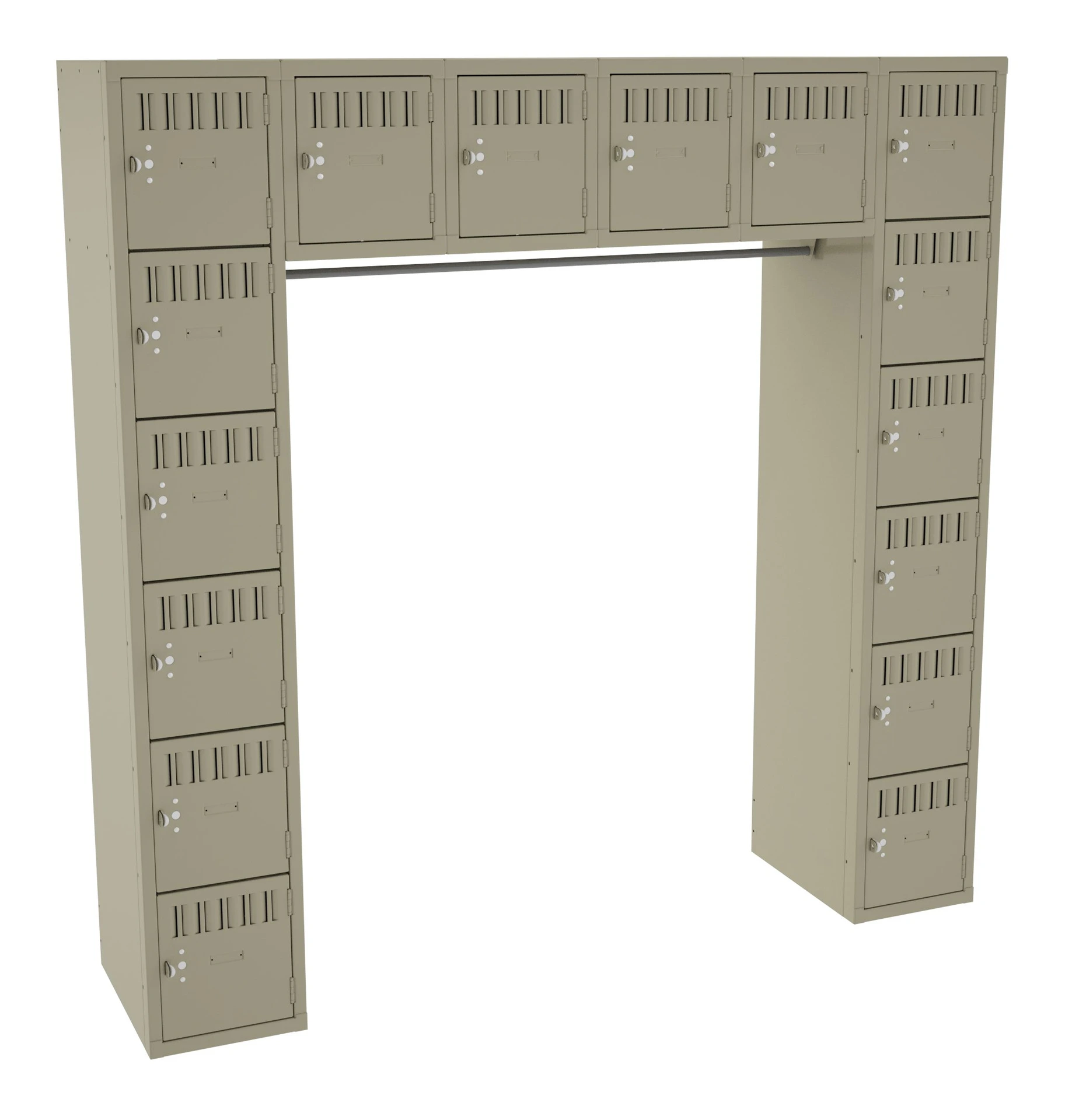 72" W x 16-Person Assembled Box Locker without Legs Sand