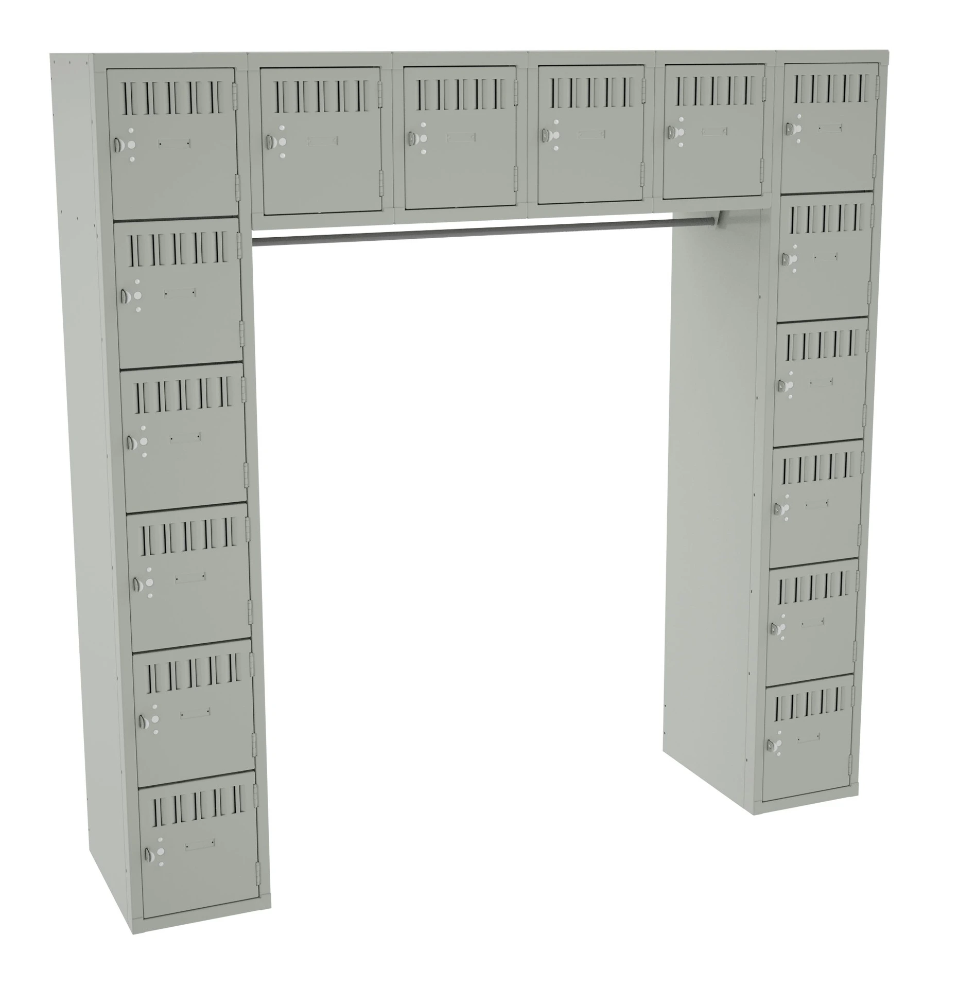 72" W x 16-Person Assembled Box Locker without Legs Light Grey